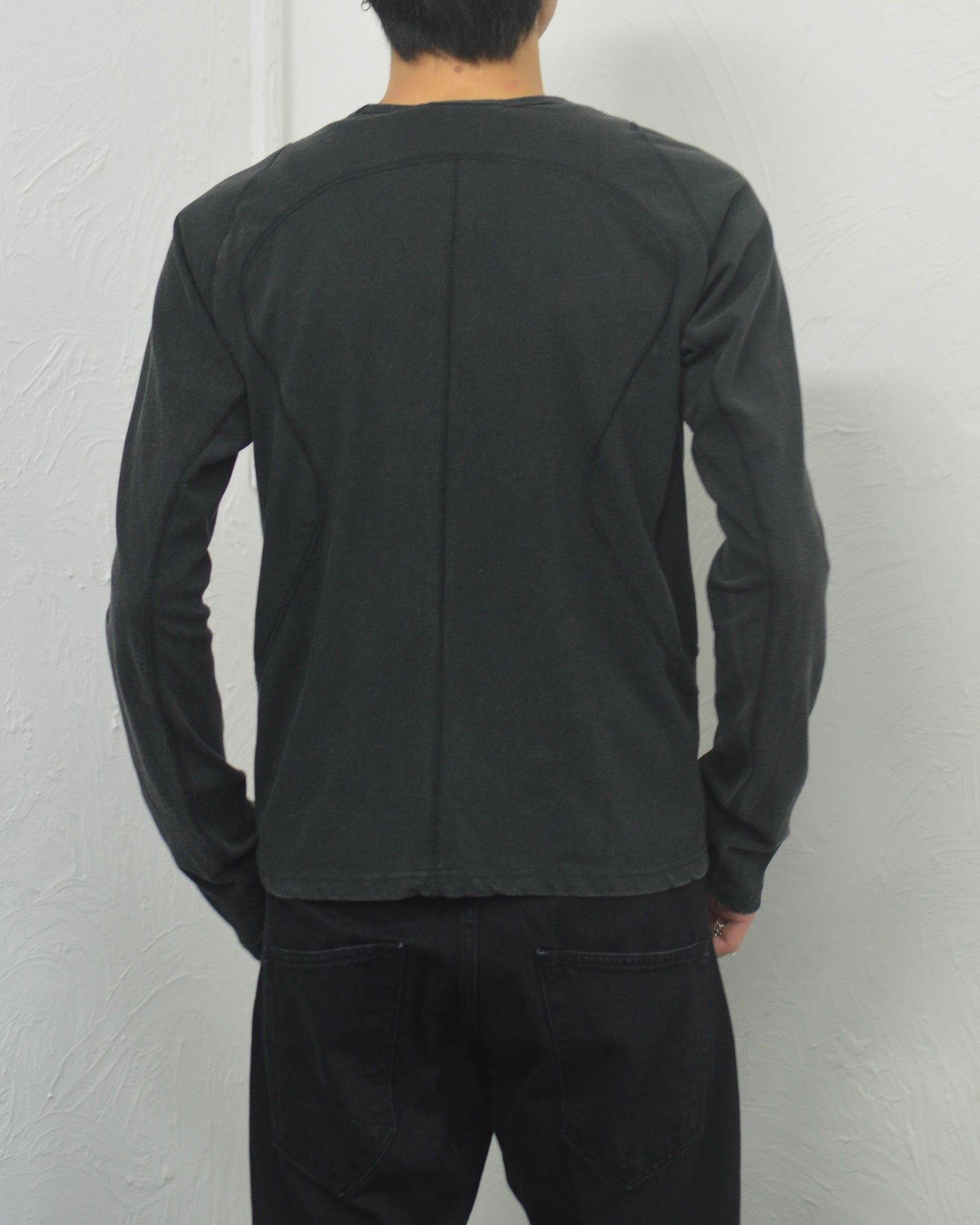 NVRFRGT PANNELD LONG SLEEVE T-SHIRT FADED BLACK