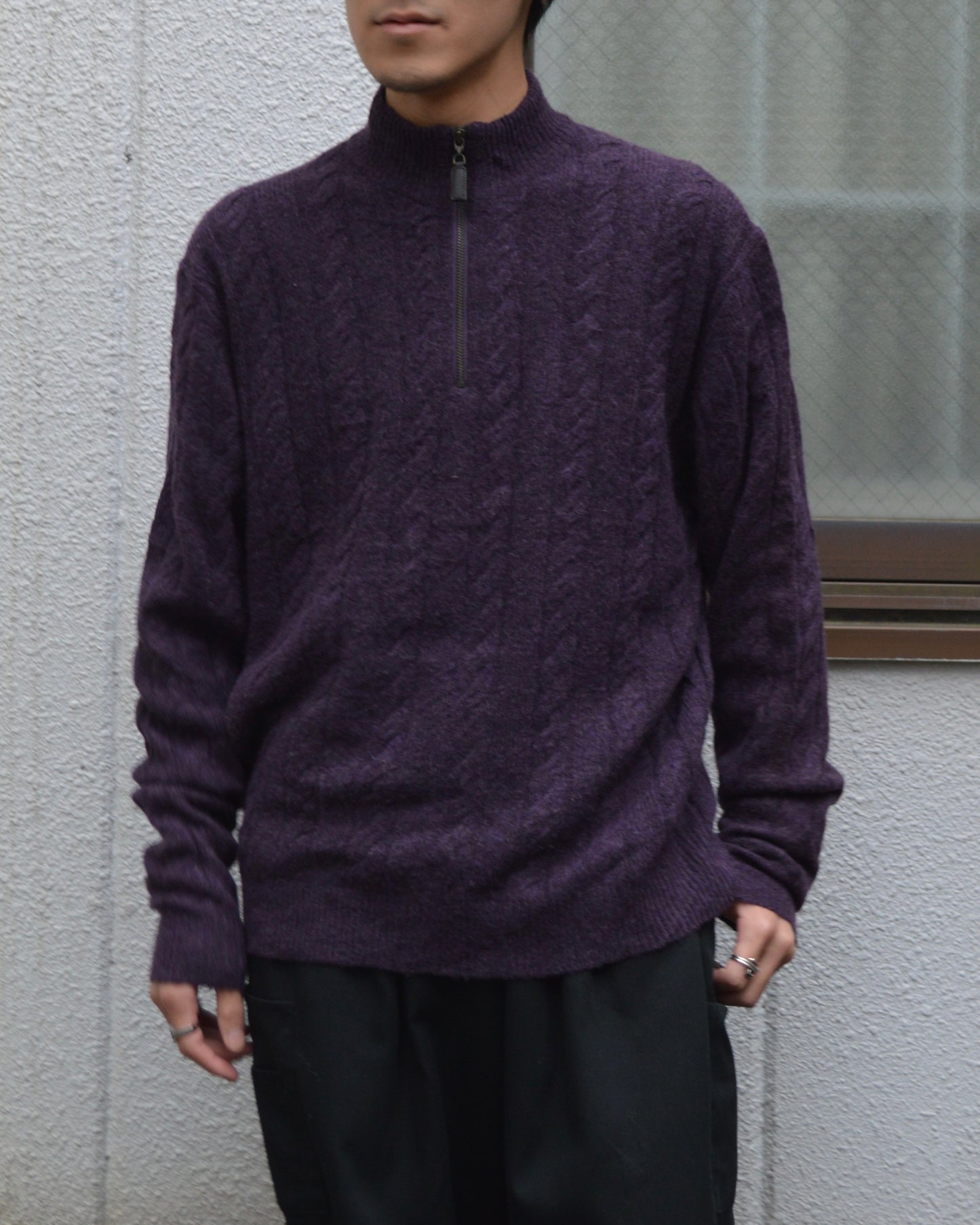 SCOTT BARBER merino wool half zip knit
