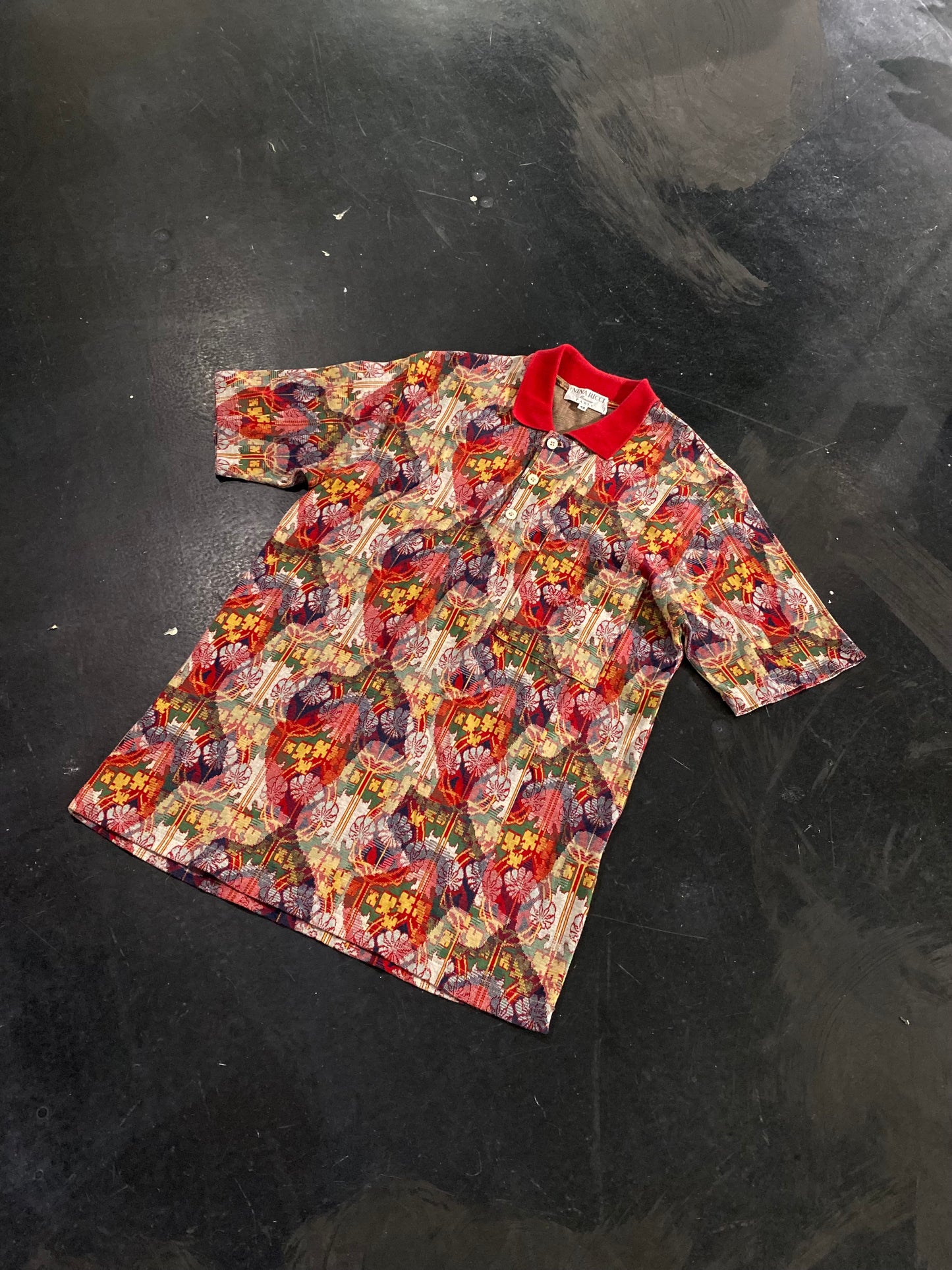 80s NINA RICCI cotton full design polo