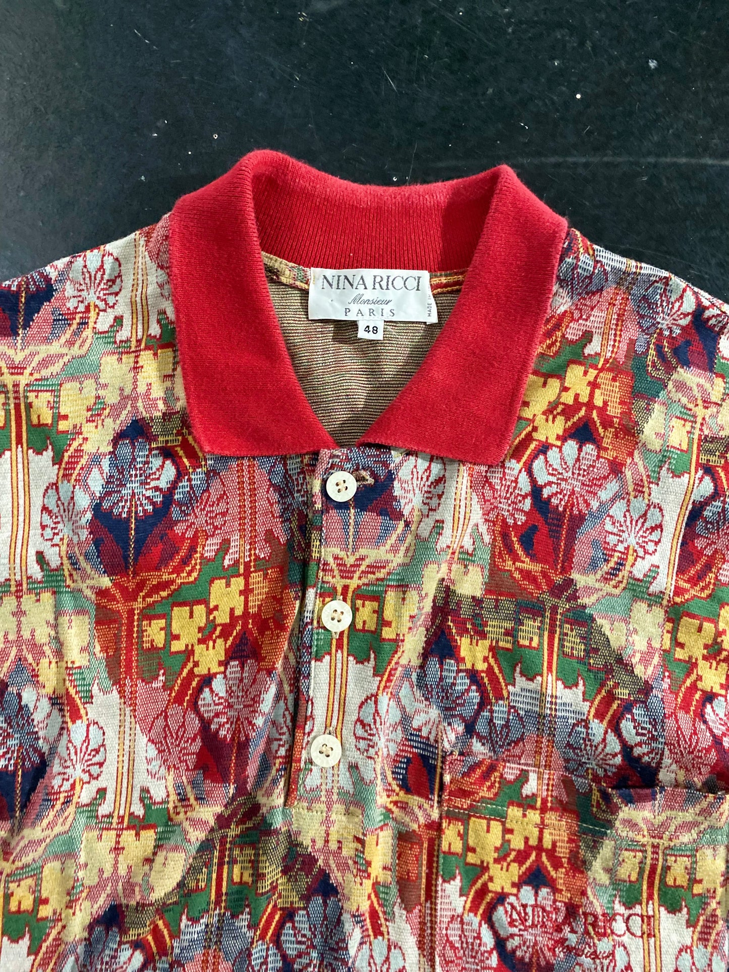 80s NINA RICCI cotton full design polo