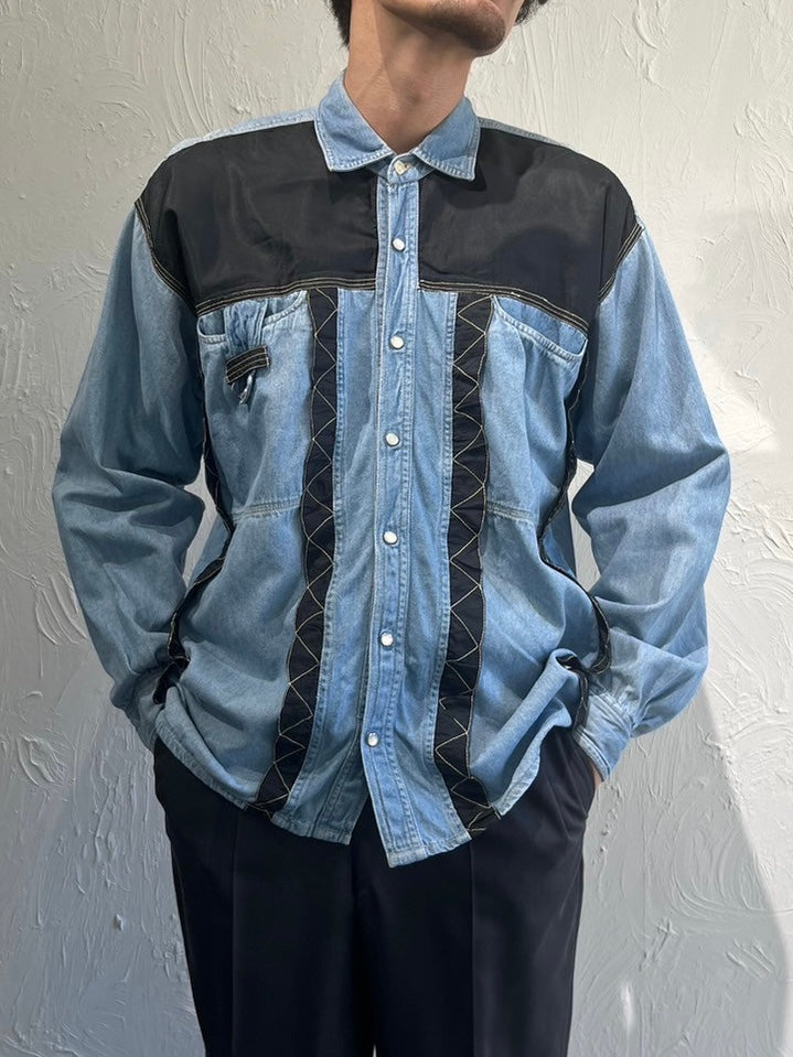 denim frill shirt