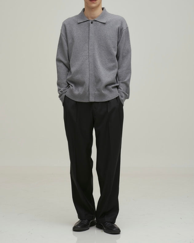 ANOTHER OFFICE Hidden Button Collar Cardigan