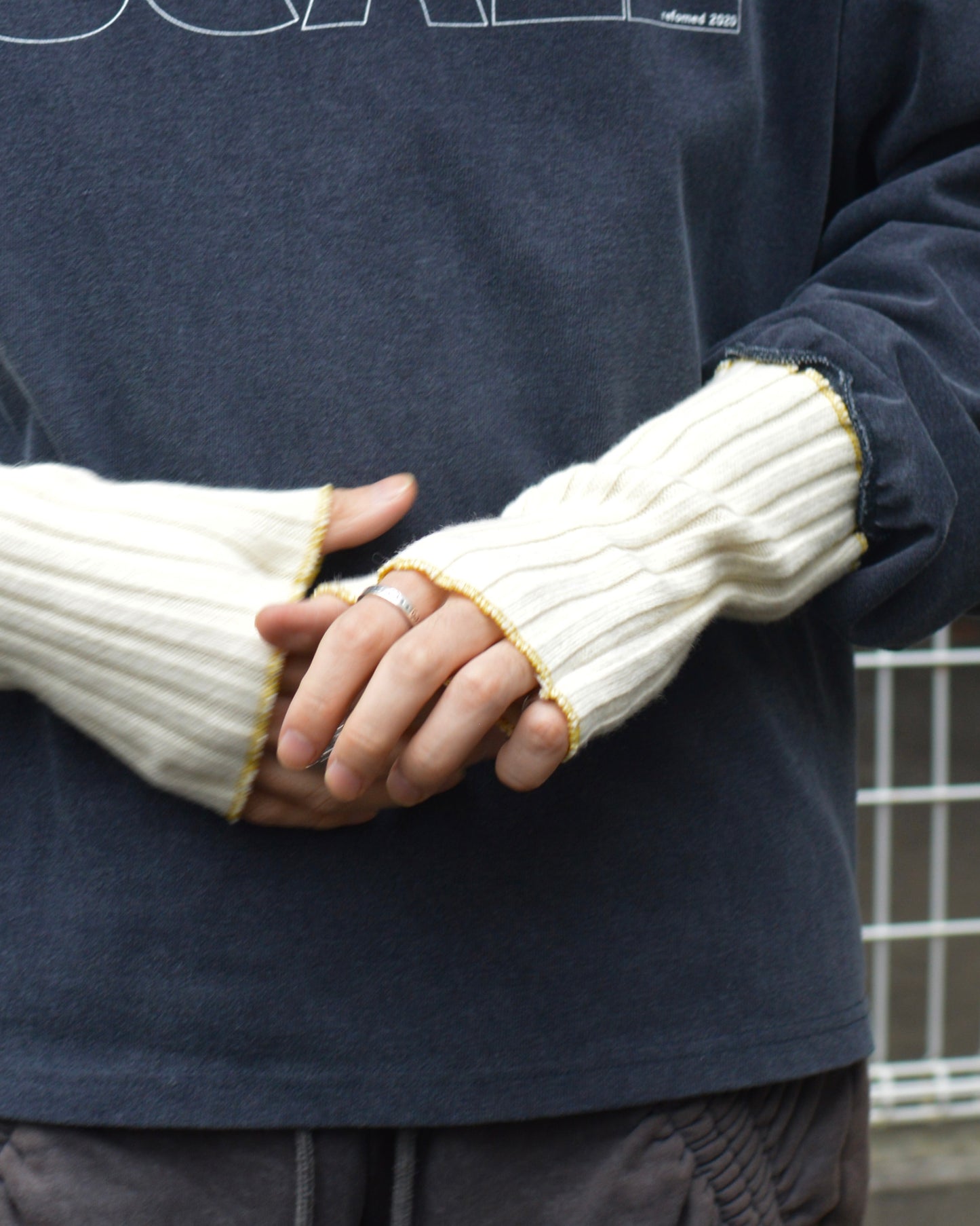 refomed ”GUNTE” ARM WARMER OFF×YELLOW