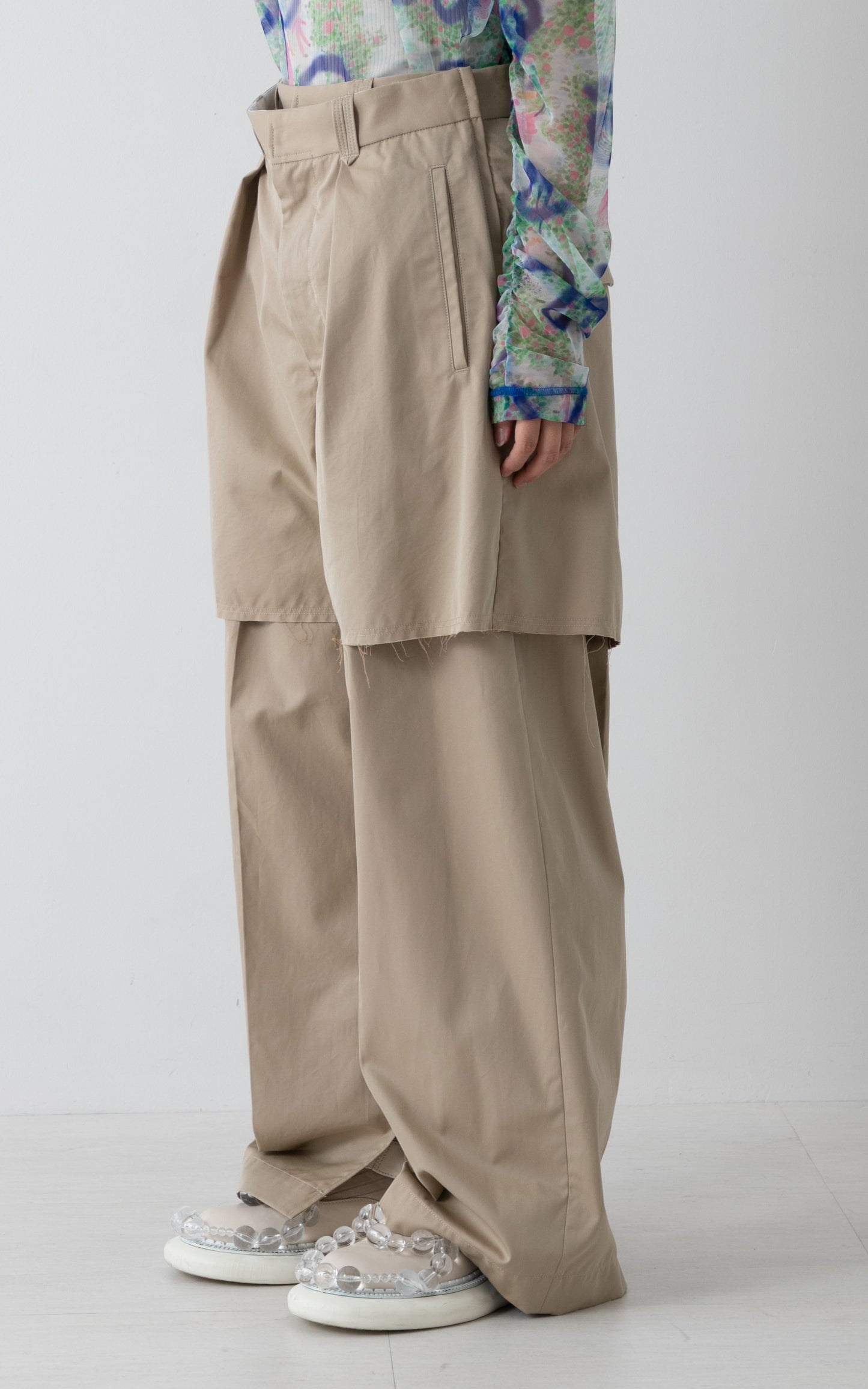 BASE MARK layered chino PT beige