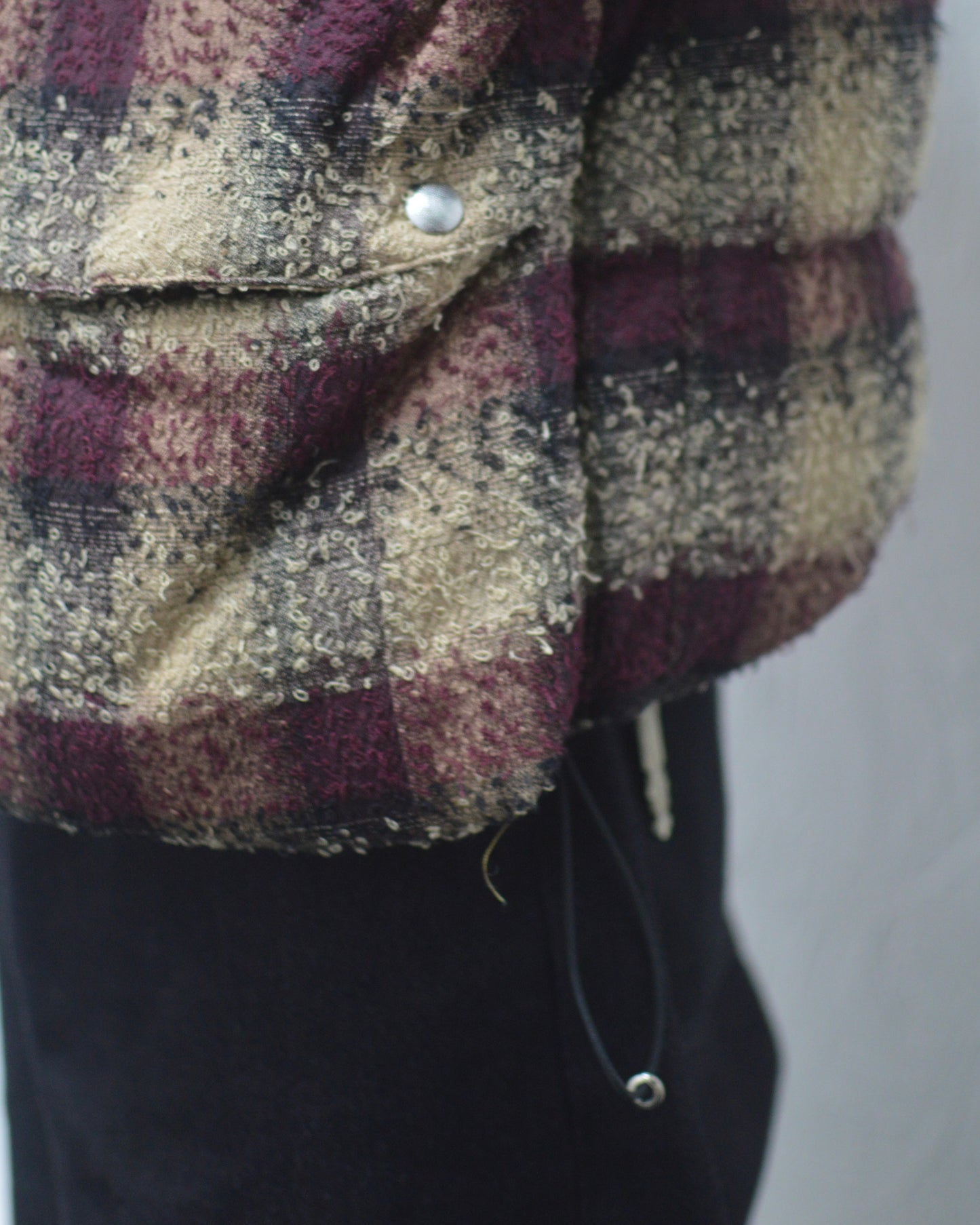 SUGARHILL PLAID PUFFER REVERSIVLE VEST WINE RED x BLACK