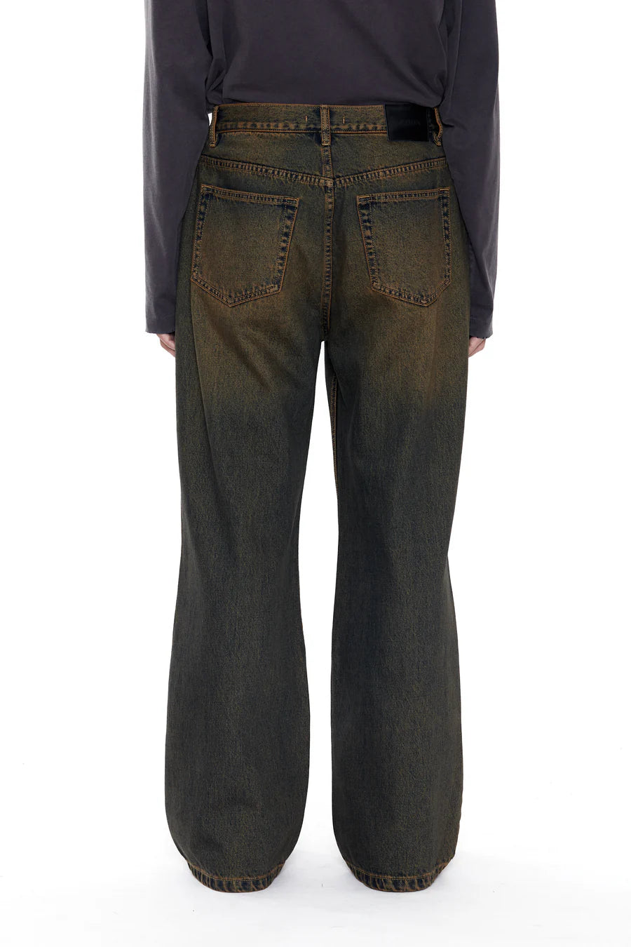 CODA BLACK BROWN WASH BREAK CUT FLARED JEANS