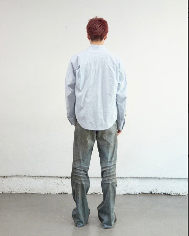 NVRFRGT PANELLED LONG SLEEVE SHIRT SAX