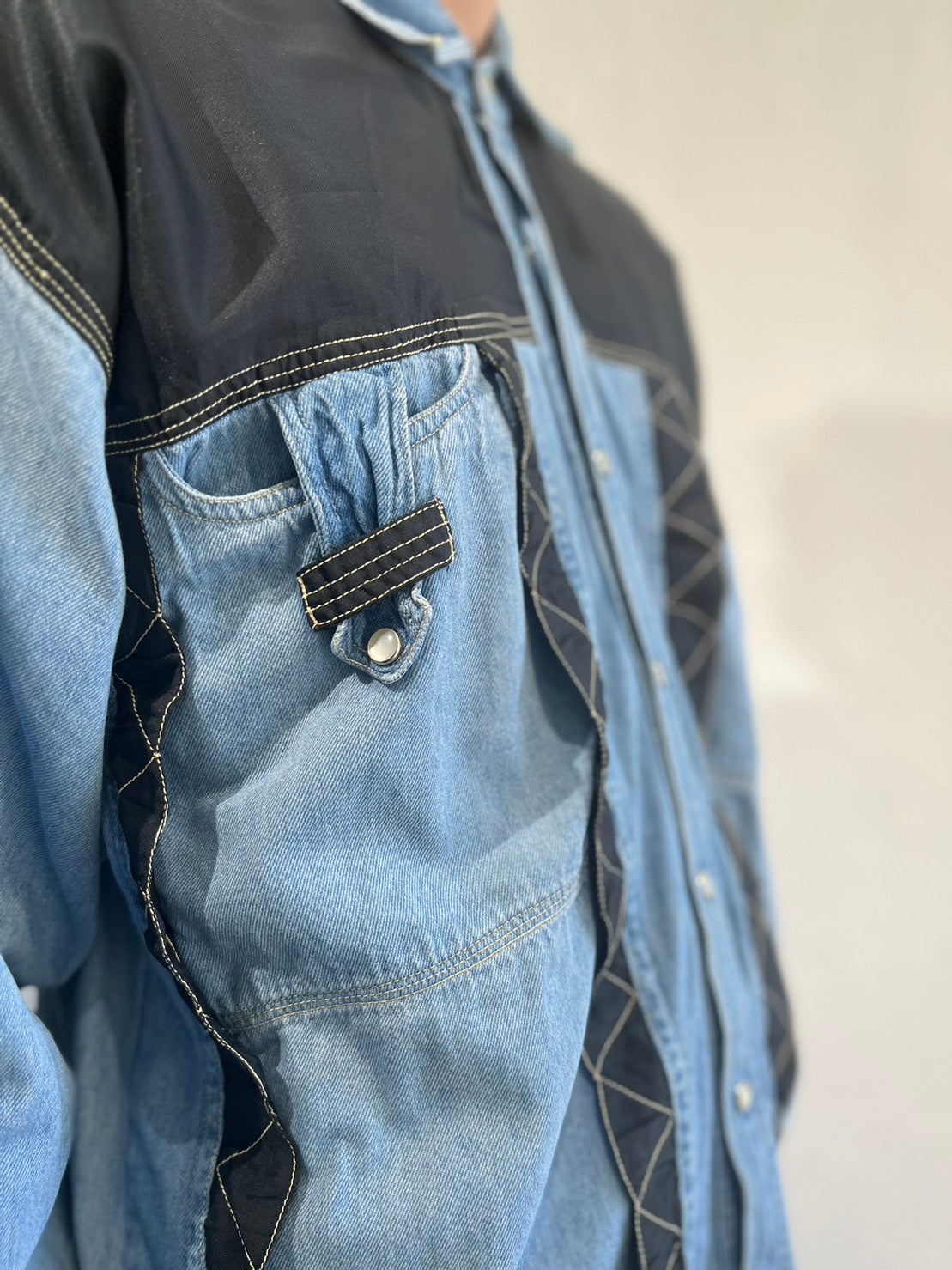 denim frill shirt