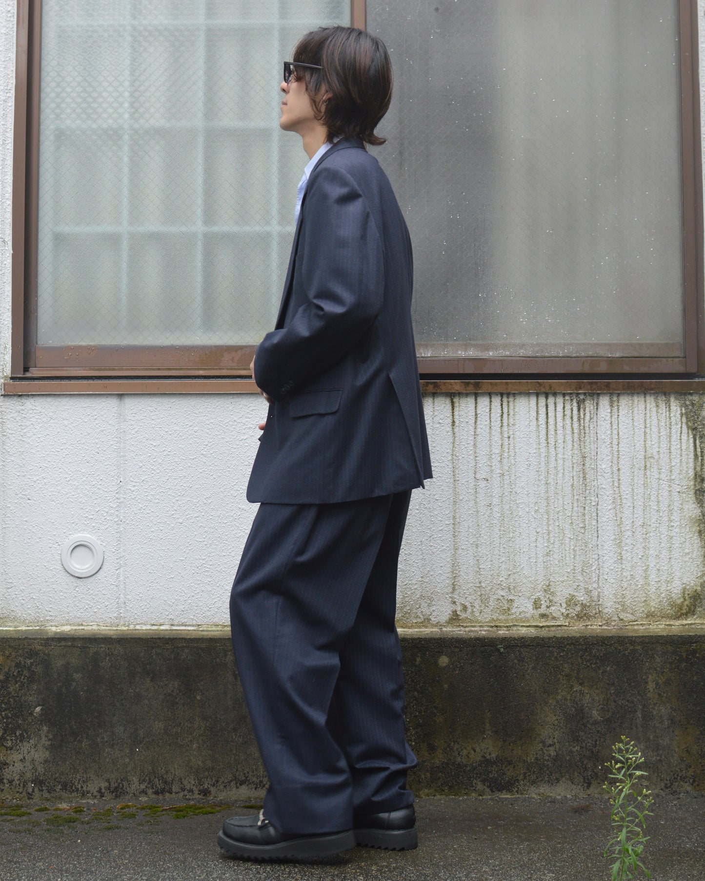 BALENCIAGA PARIS wool stripe tailored set-up