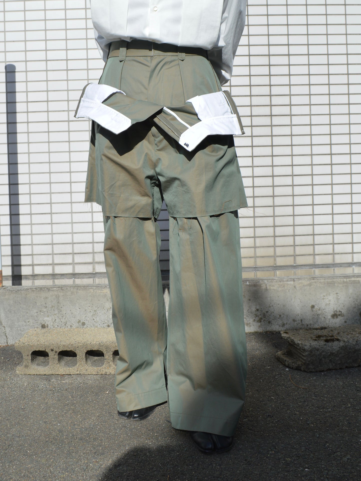 BASE MARK layered chino PT khaki