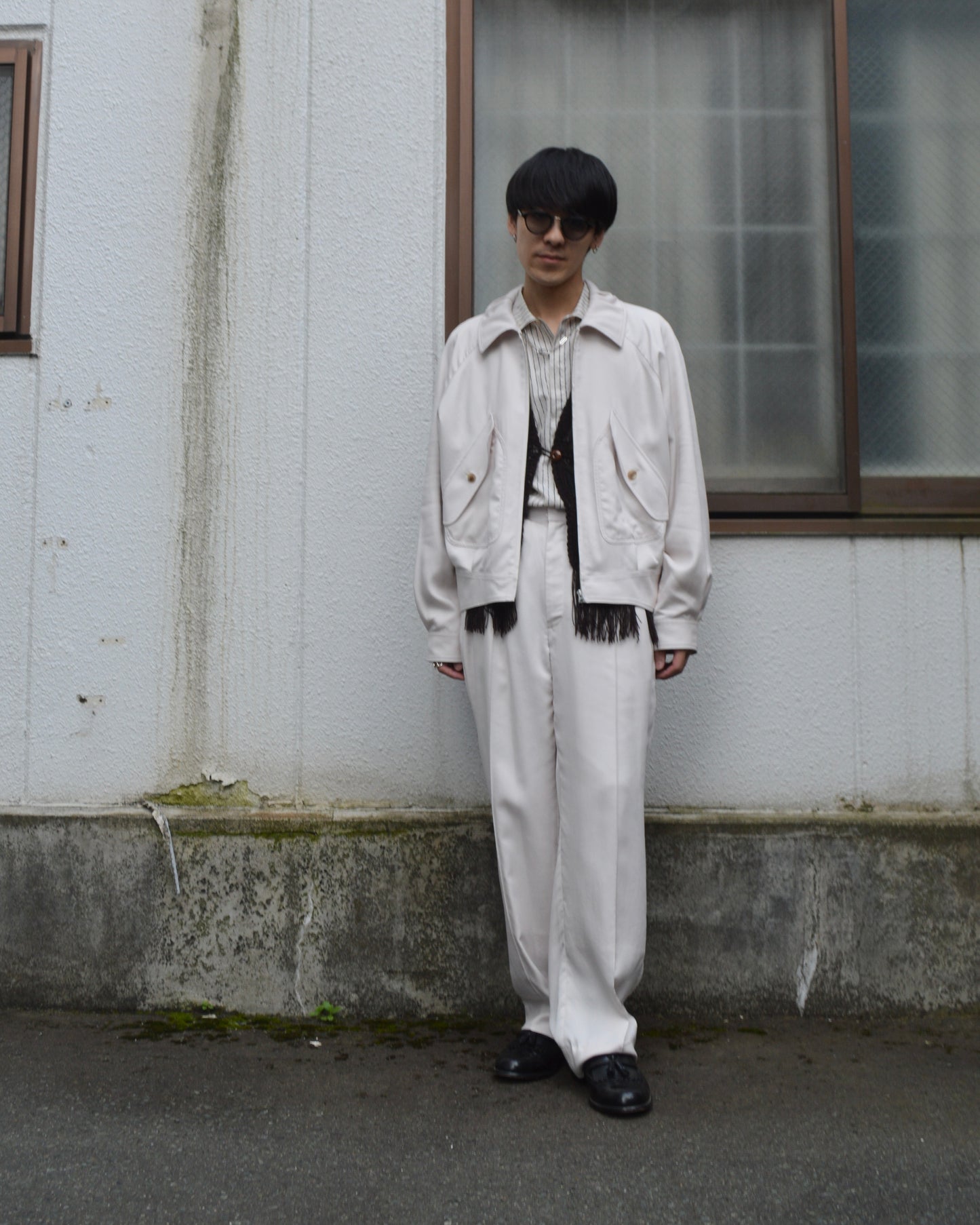 80s istante by VERSACE fly front stripe shirt