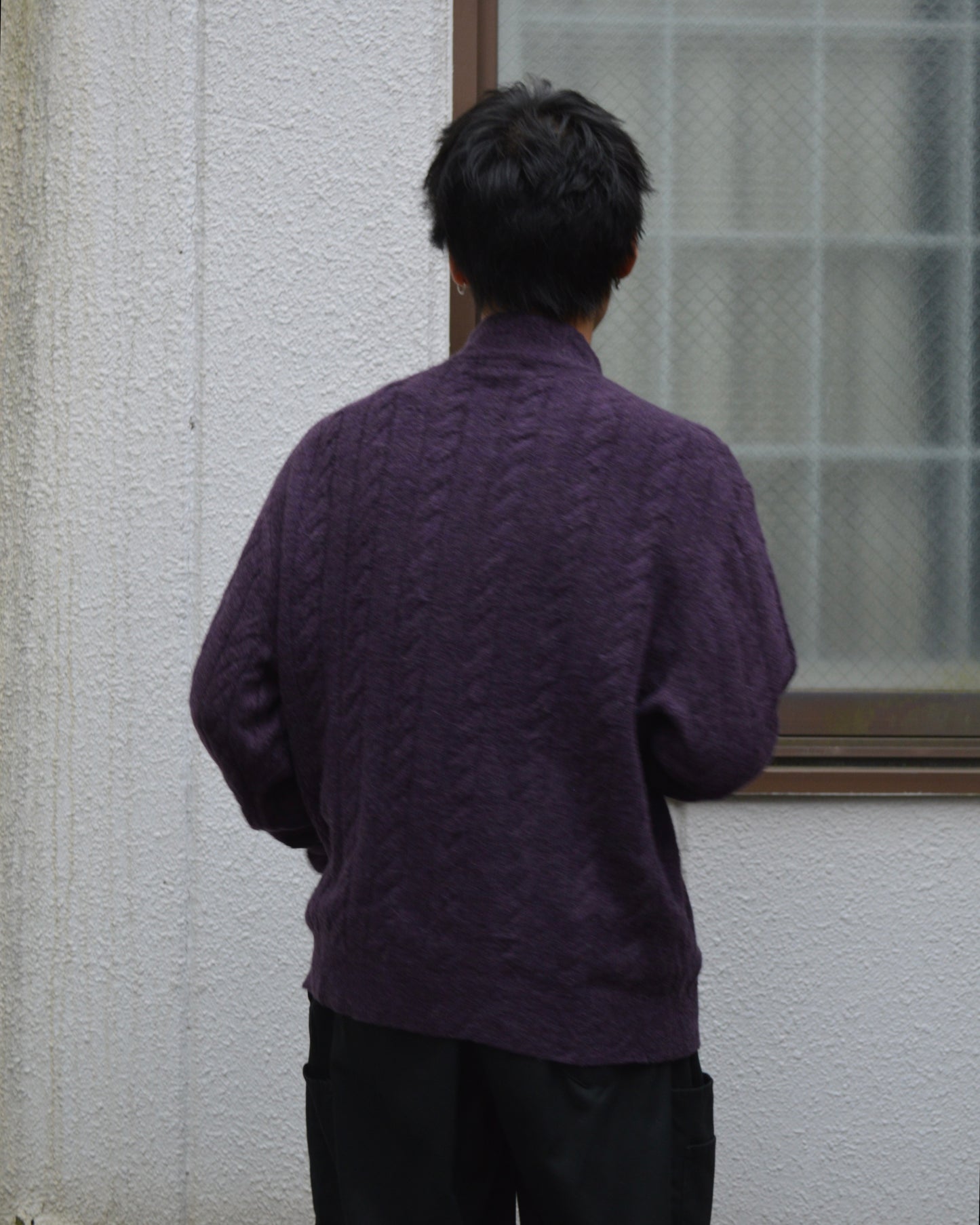 SCOTT BARBER merino wool half zip knit