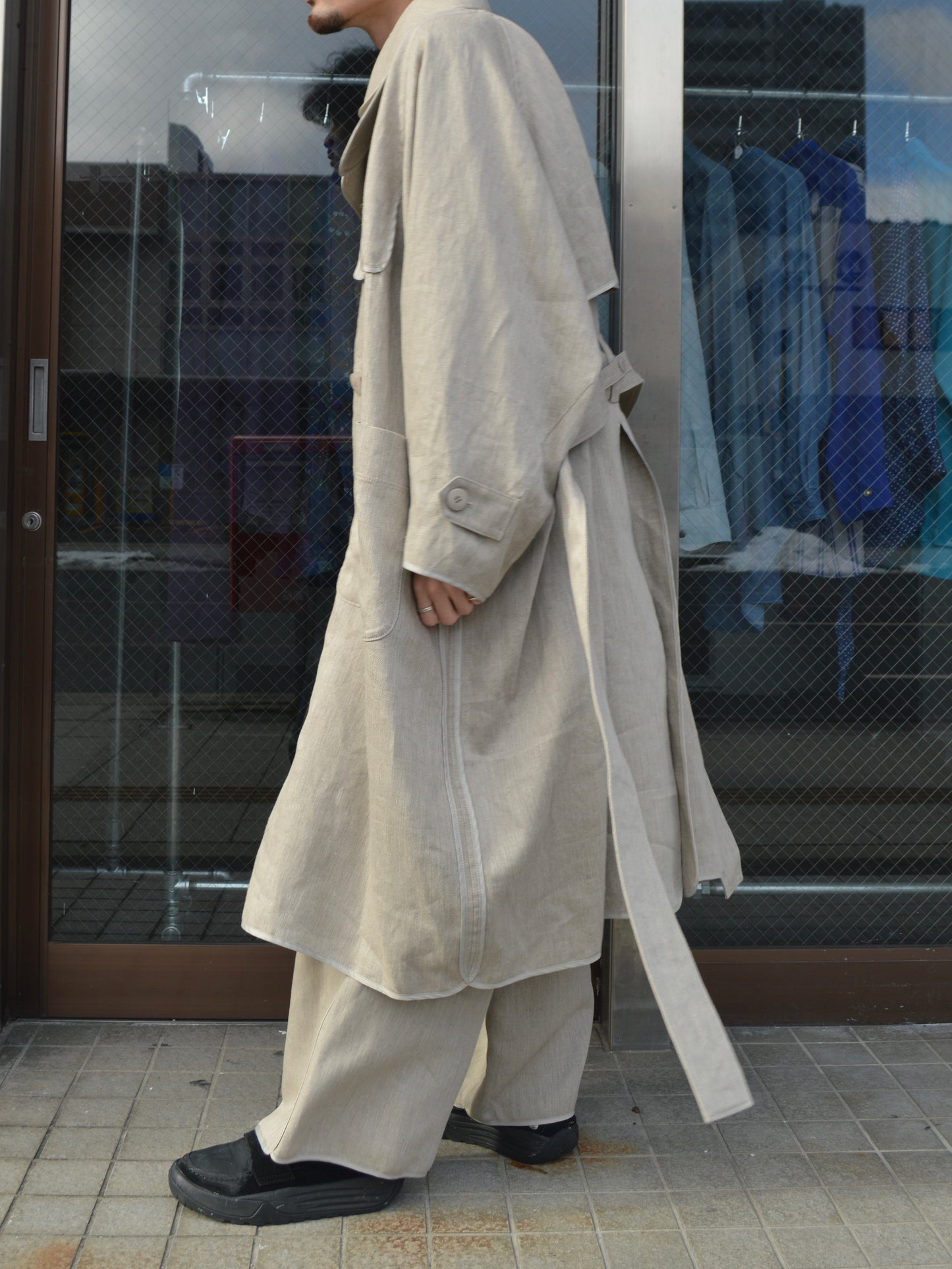 I'm here / with PIPING :LINEN TRENCH COAT / BEIGE