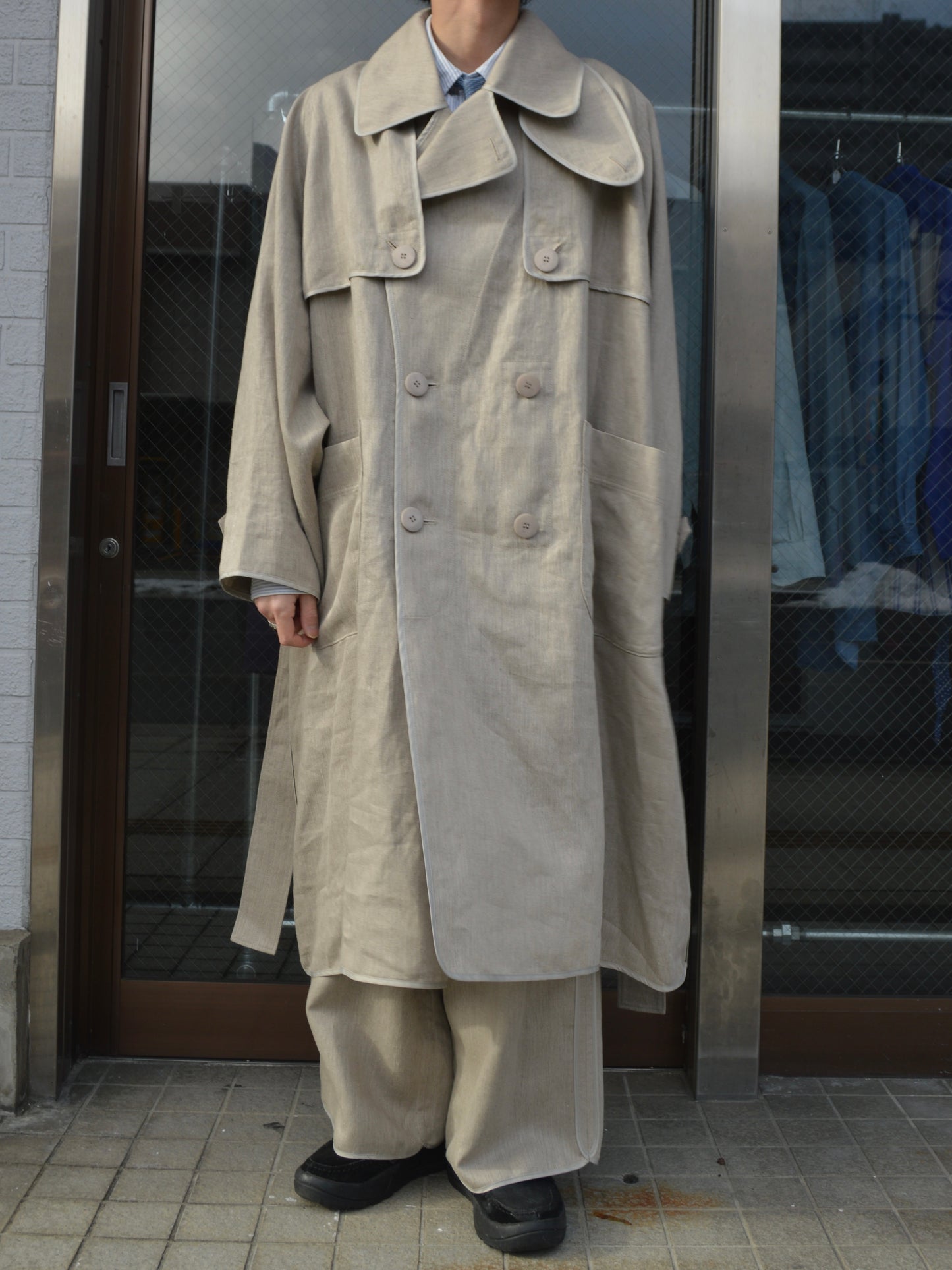 I'm here / with PIPING :LINEN TRENCH COAT / BEIGE