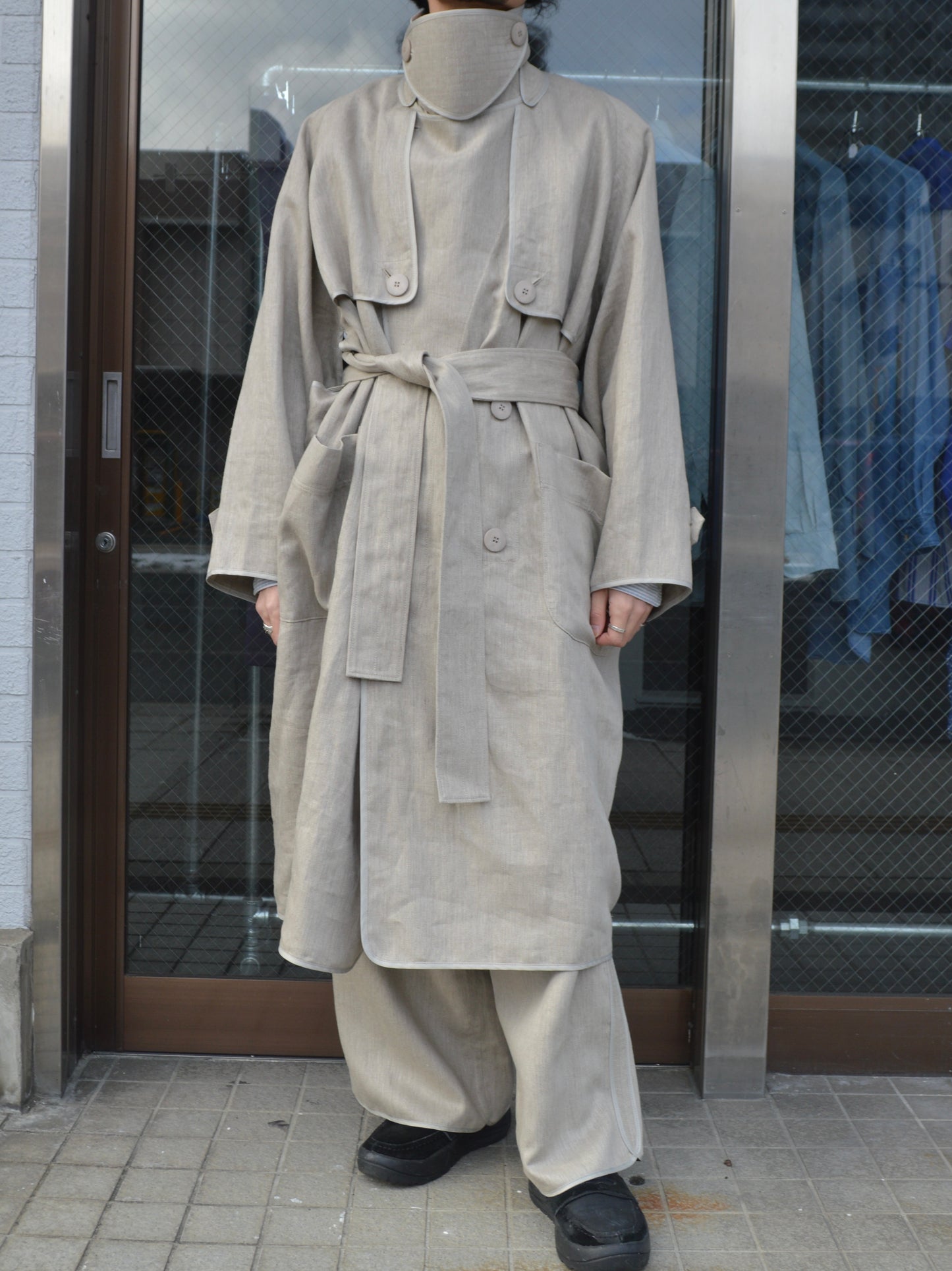 I'm here / with PIPING :LINEN TRENCH COAT / BEIGE