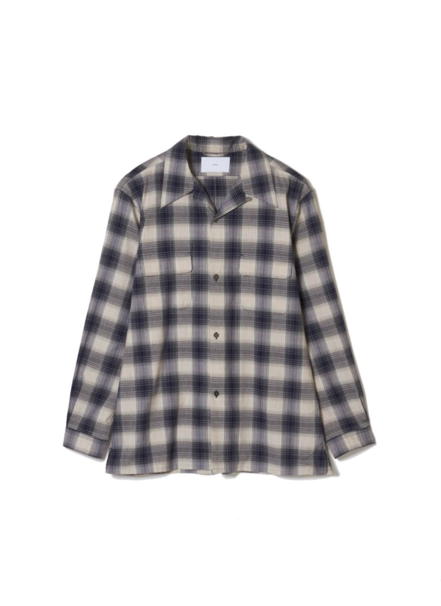 SUGARHILL / YAK OMBRE PLAID OPEN COLLAR BLOUSE