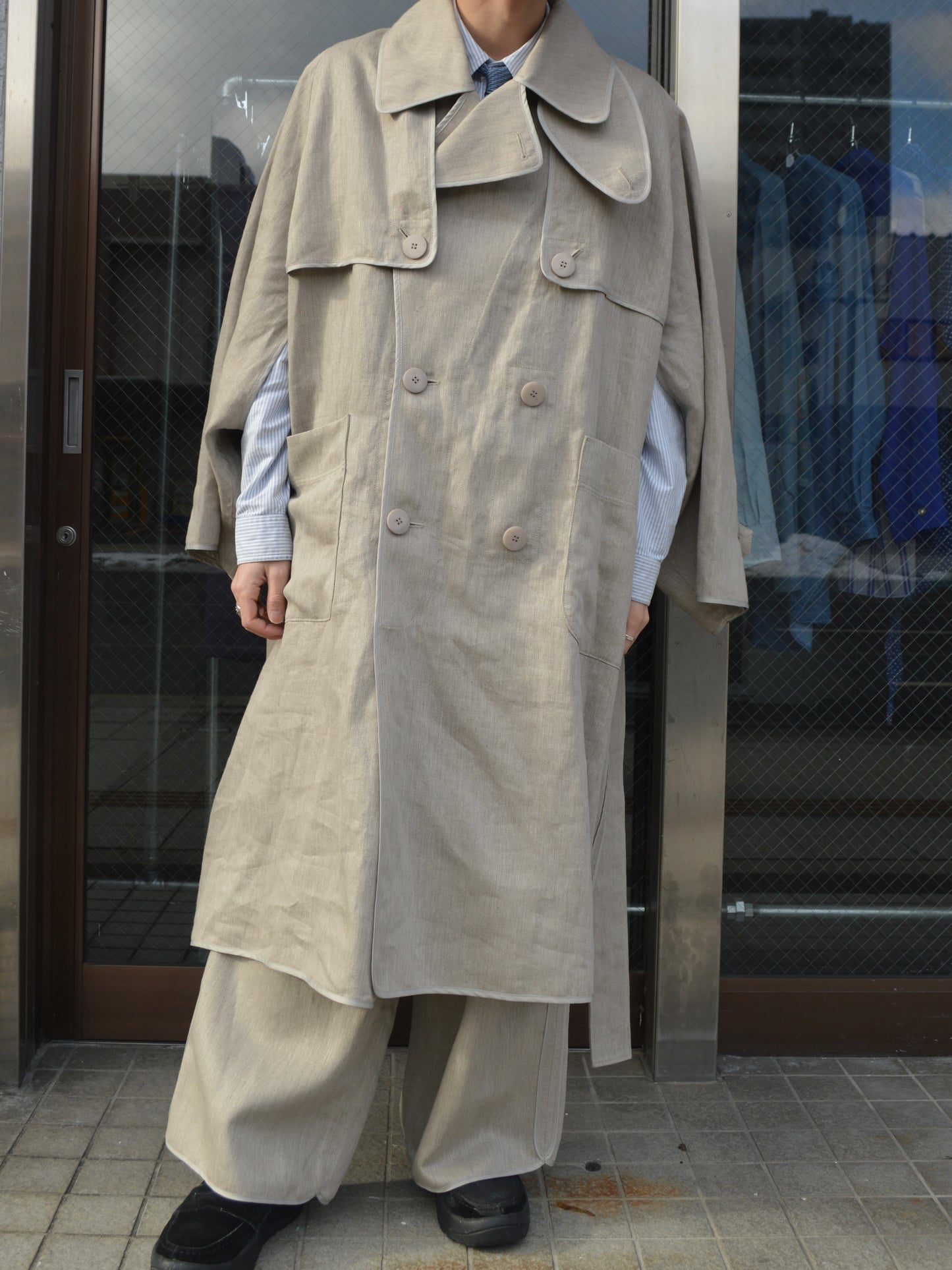 I'm here / with PIPING :LINEN TRENCH COAT / BEIGE