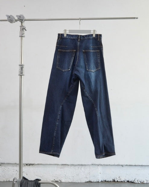 NVRFRGT 3D TWISTED WIDE LEG JEANS DARK FADED INDIGO