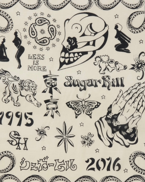 SUGARHILL TATOO FLASH BANDANA ECRU