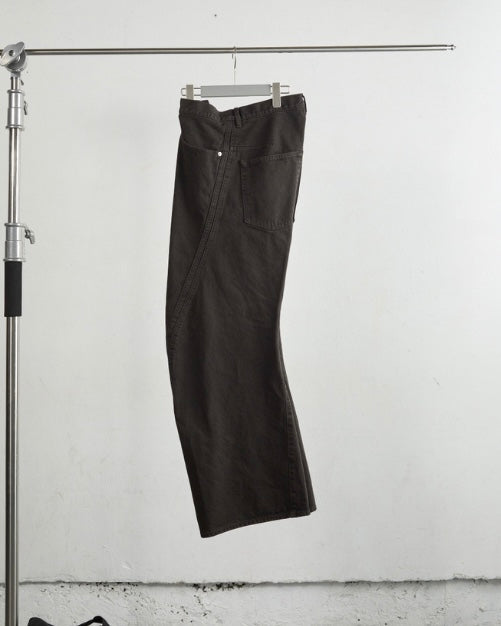 NVRFRGT 3D TWISTED WIDE LEG JEANS DARK BROWN