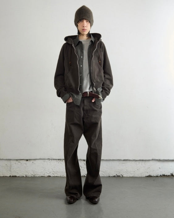 NVRFRGT 3D TWISTED WIDE LEG JEANS DARK BROWN