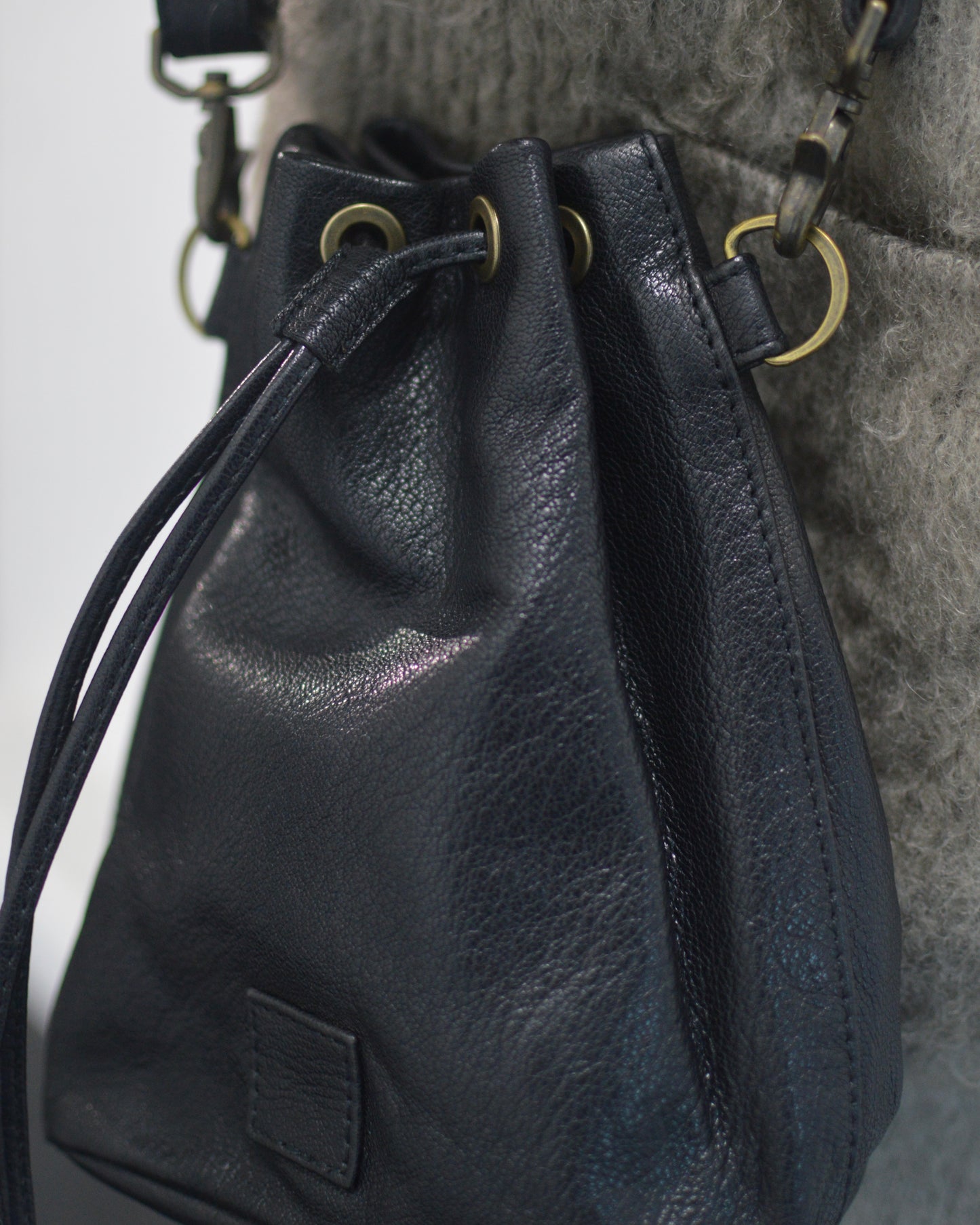 refomed CCU LEATHER "KINCHAKU" BAG
