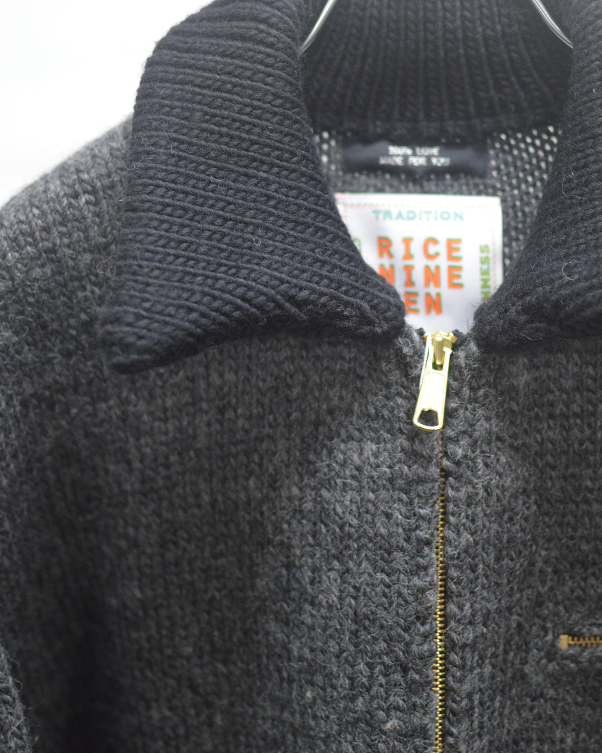 RICE NINE TEN HOME MADE KNITTING DETROIT JACKET  DARK GRAY