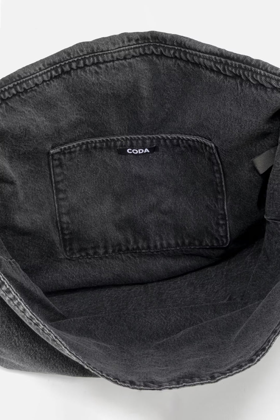 CODA BLACK ACID WASH DENIM CROSS BODY BAG