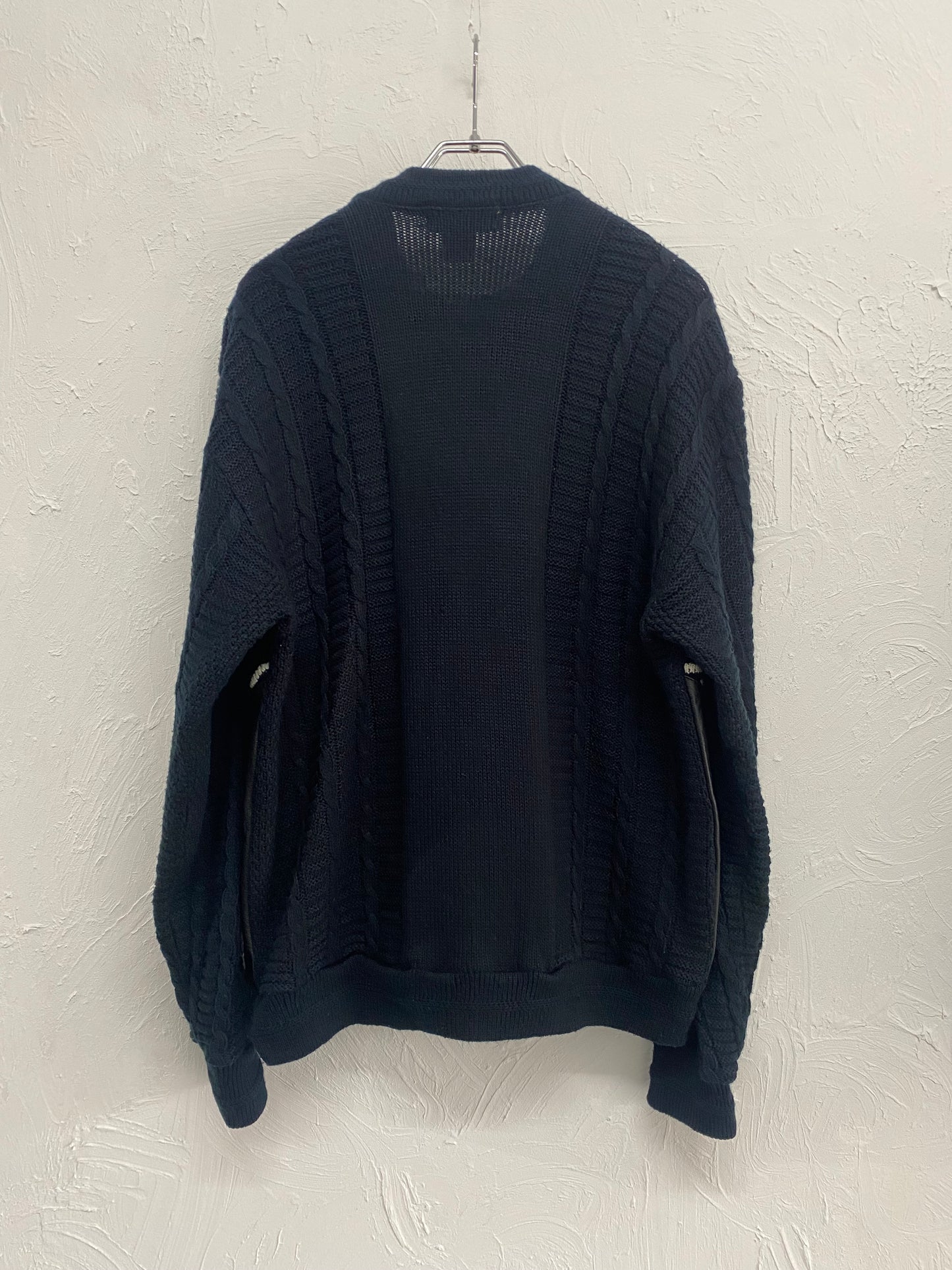 leather switching design knit