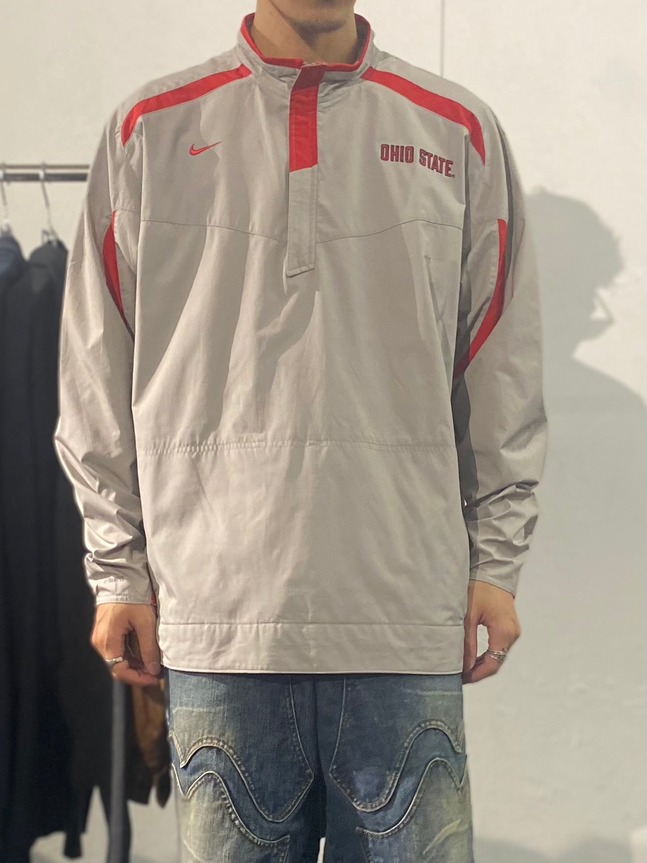 NIKE OHIO STATE half zip nylon pull over