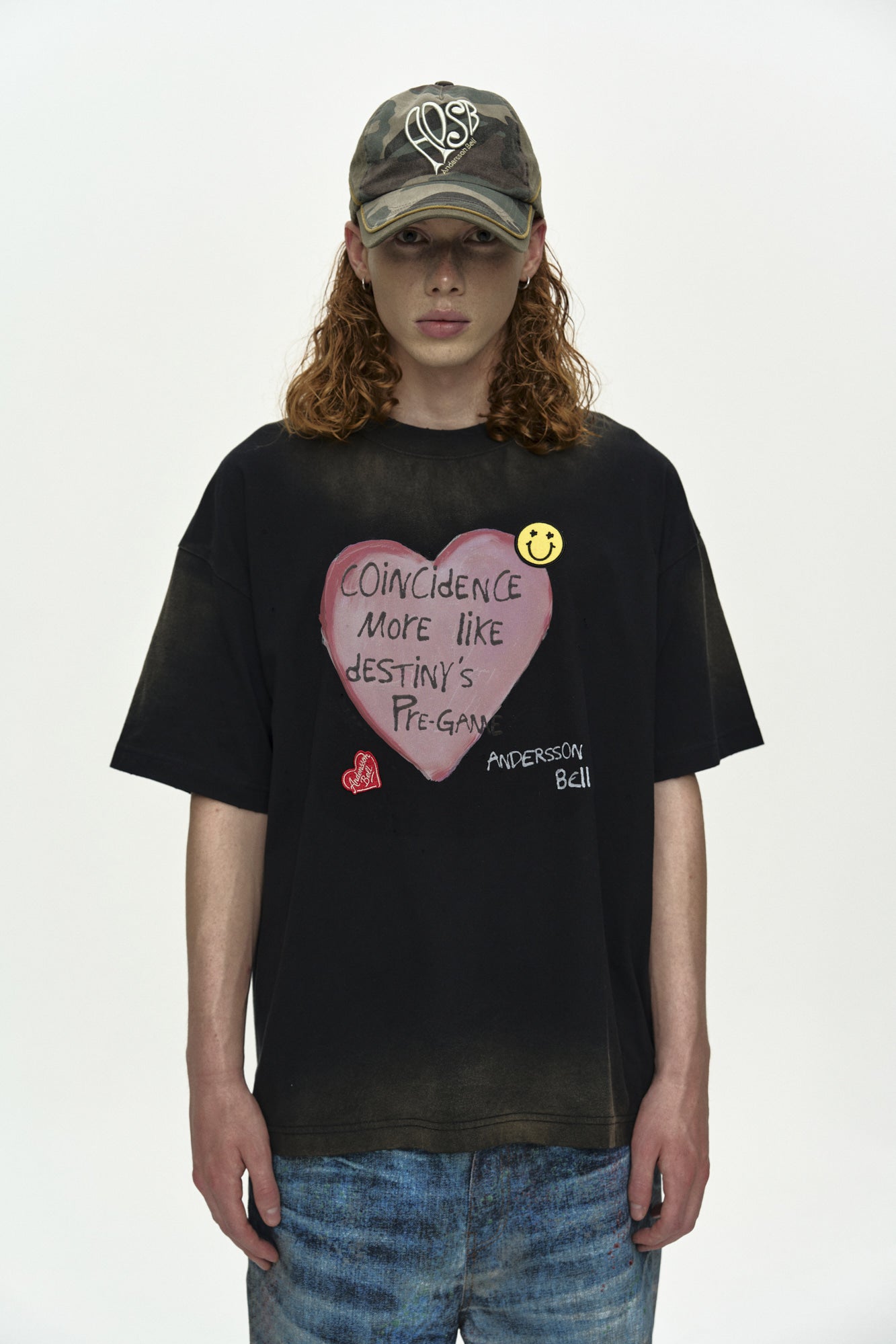 ADSB / UNISEX SPRAY WASHED HEART MESSAGE T-SHIRT