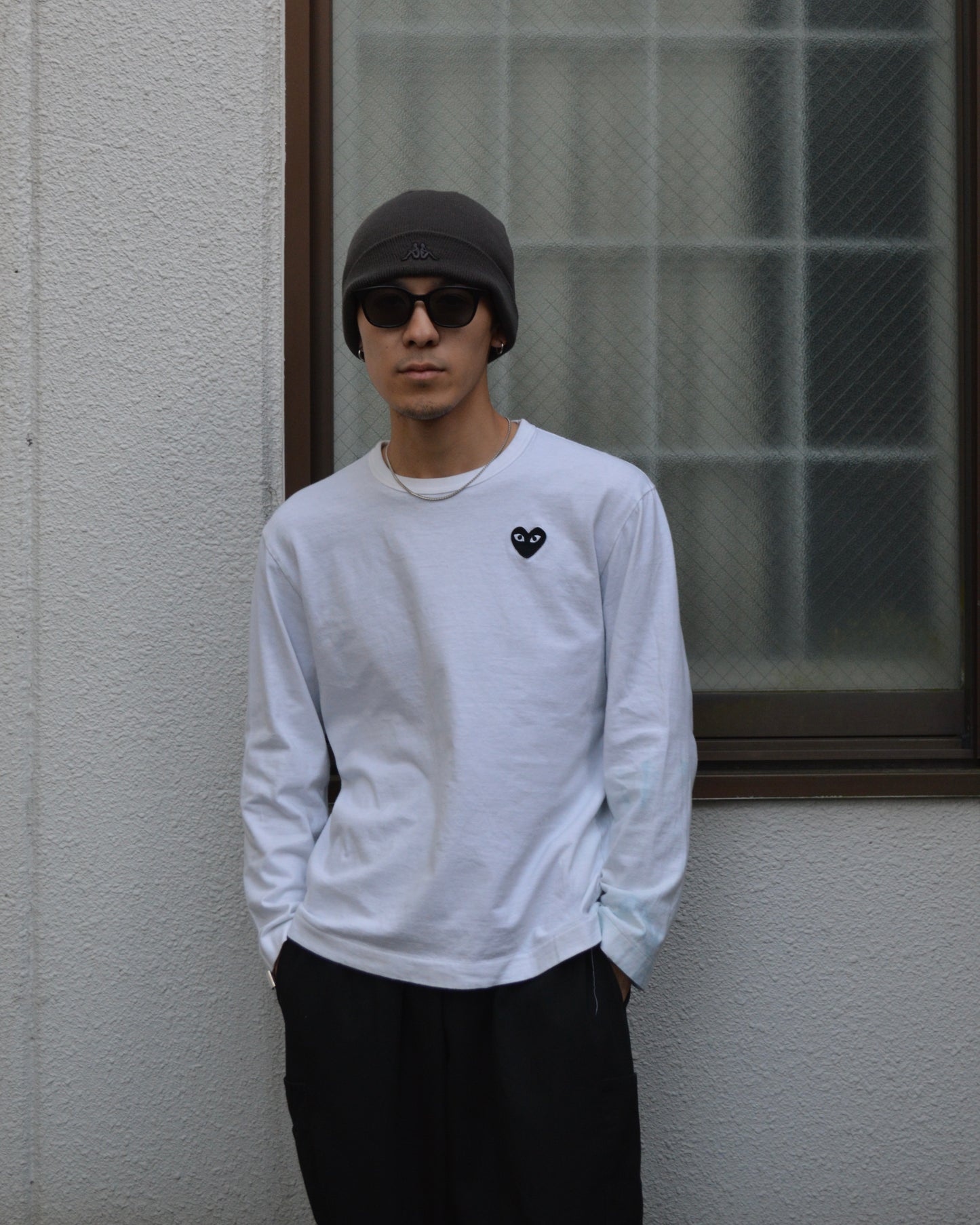 PLAY COMME des GARCONS BLACK HEART WAPPEN LS TEE