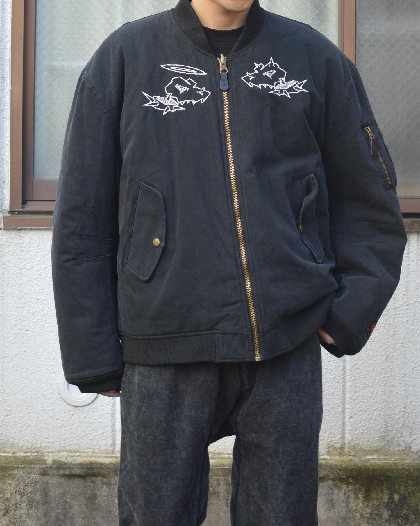 Skull dog Oversized Bomber jacket type