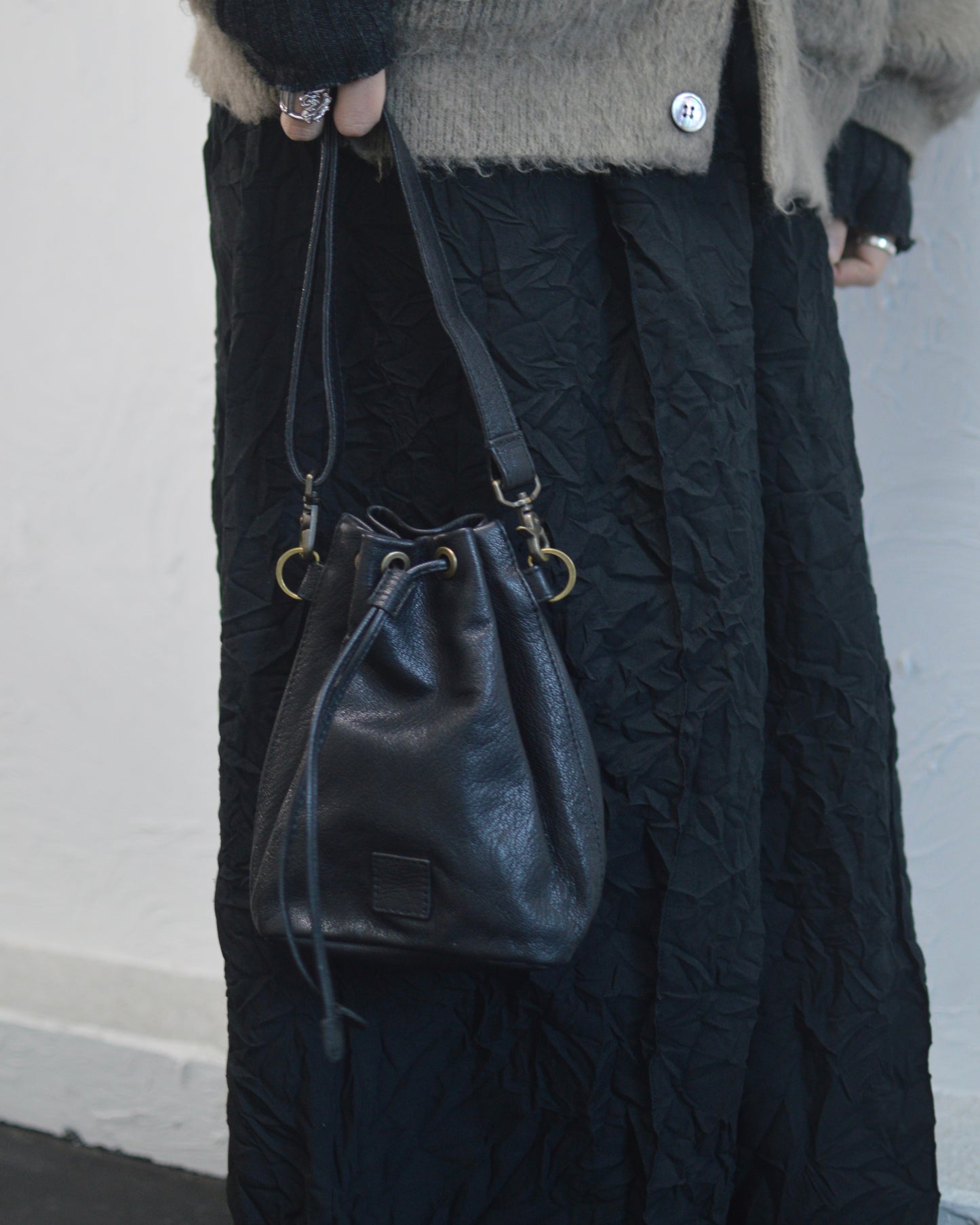 refomed CCU LEATHER "KINCHAKU" BAG