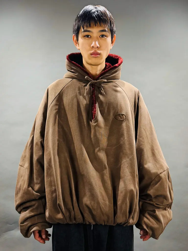 SYUMAN. REVERSIBLE HOODIE / BROWN WINE