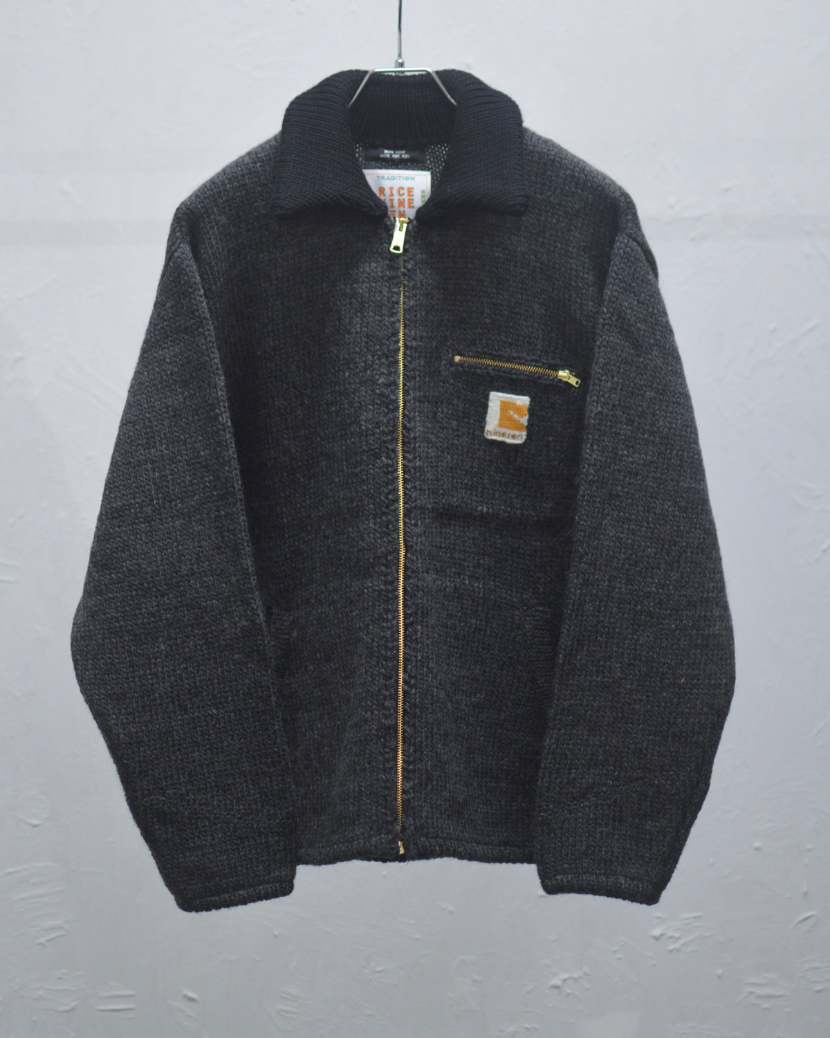 RICE NINE TEN HOME MADE KNITTING DETROIT JACKET  DARK GRAY