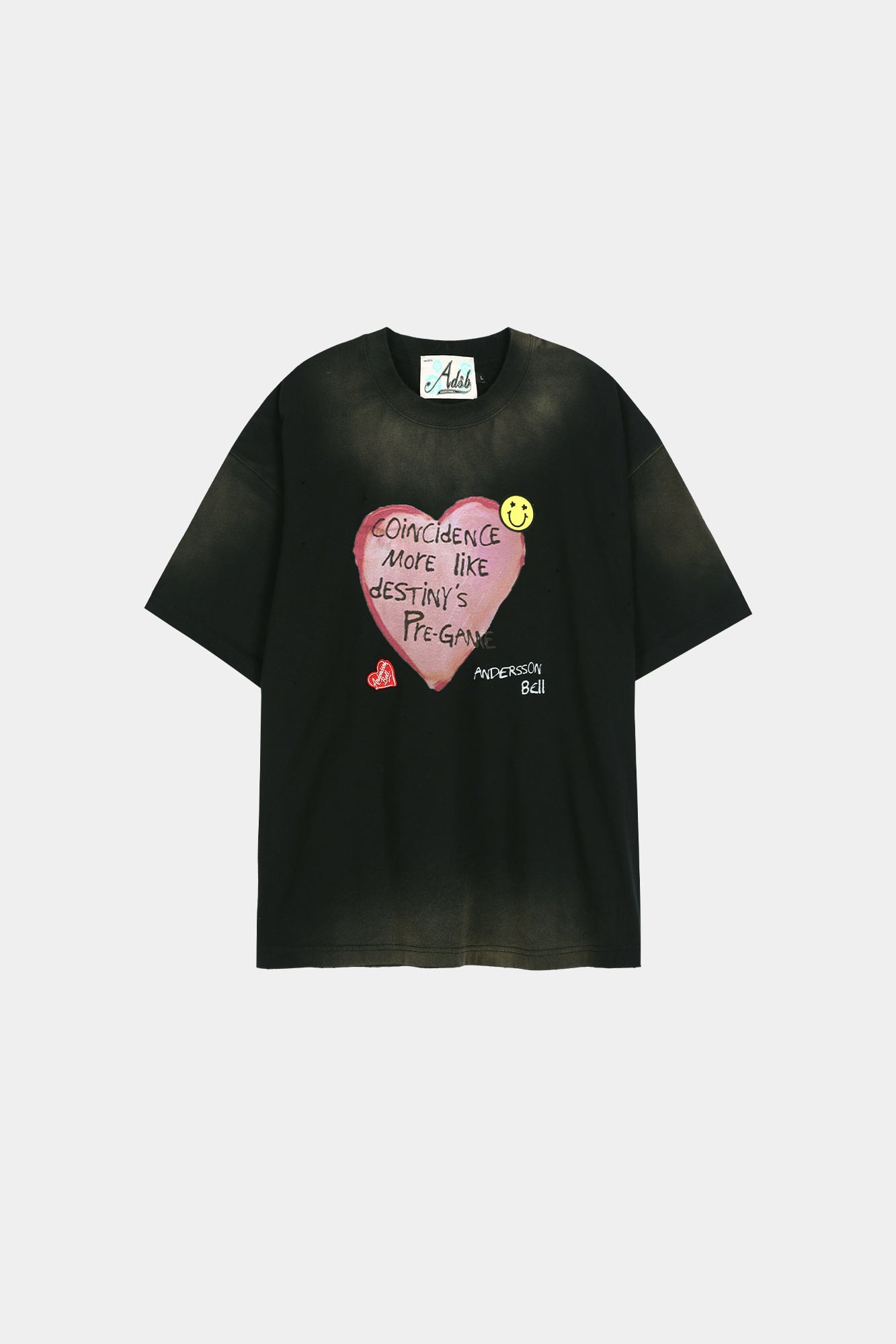 ADSB / UNISEX SPRAY WASHED HEART MESSAGE T-SHIRT