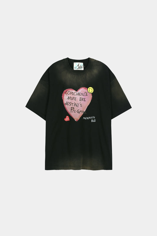 ADSB / UNISEX SPRAY WASHED HEART MESSAGE T-SHIRT