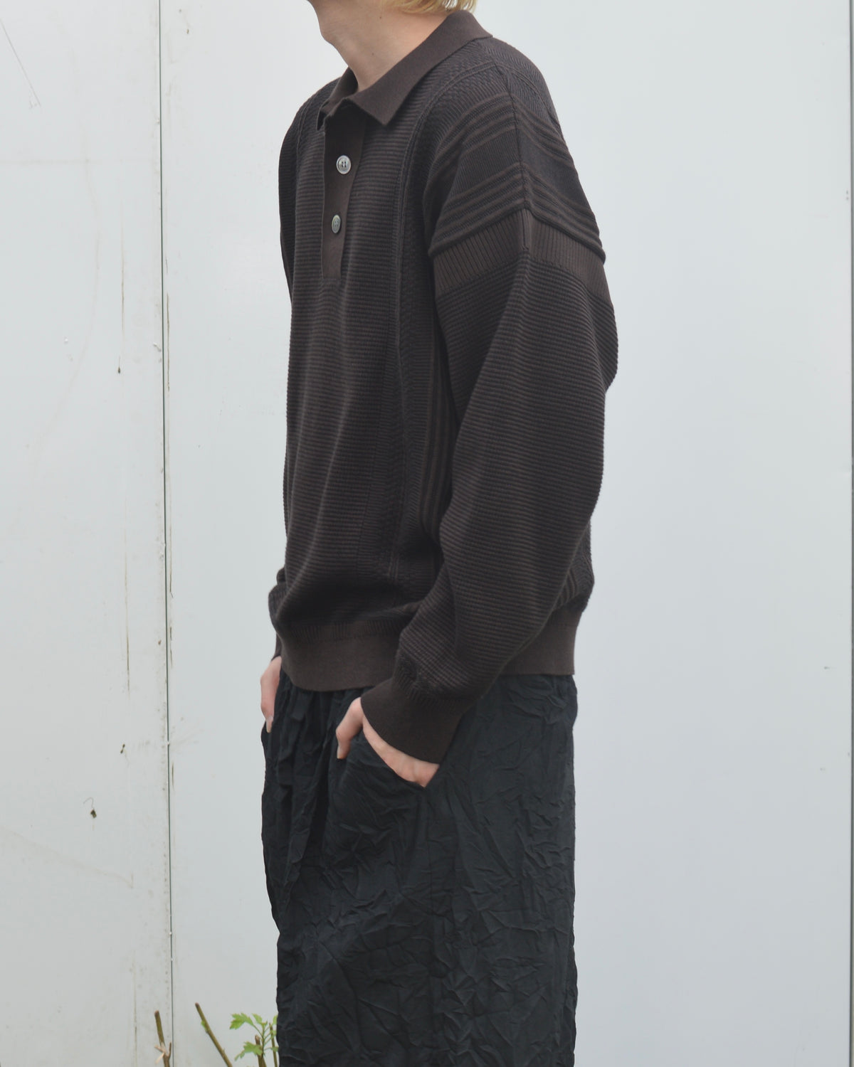 YASHIKI Akisame Knit Polo BROWN