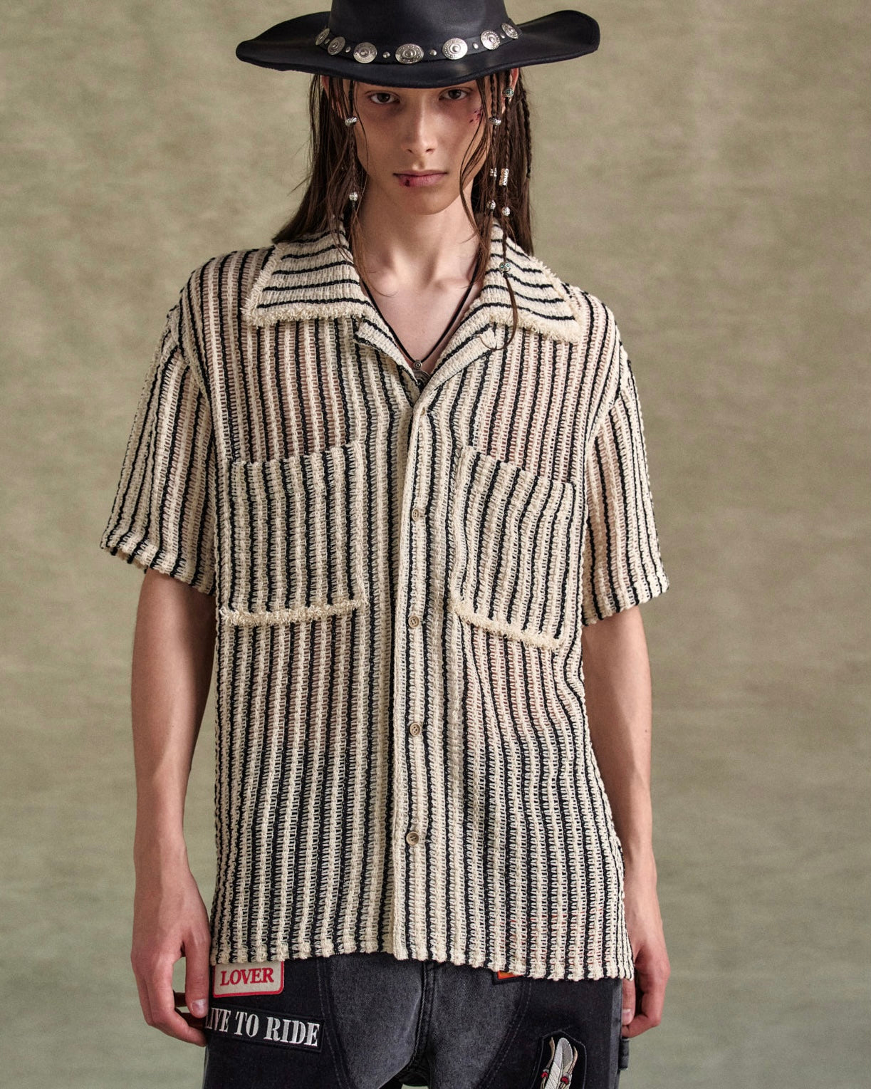 ADSB SHEER STRIPE KNIT SHIRTS