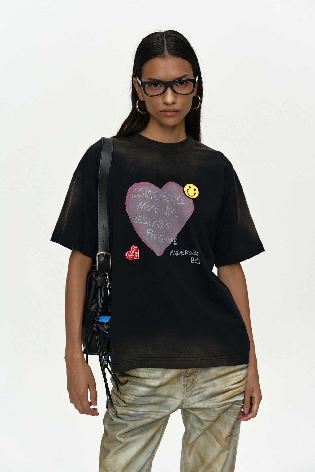 ADSB / UNISEX SPRAY WASHED HEART MESSAGE T-SHIRT