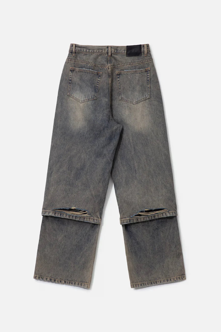 CODA GREY ACID WASH LAYERED HYBRID JEANS
