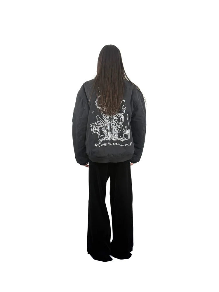 Skull dog Oversized Bomber jacket type