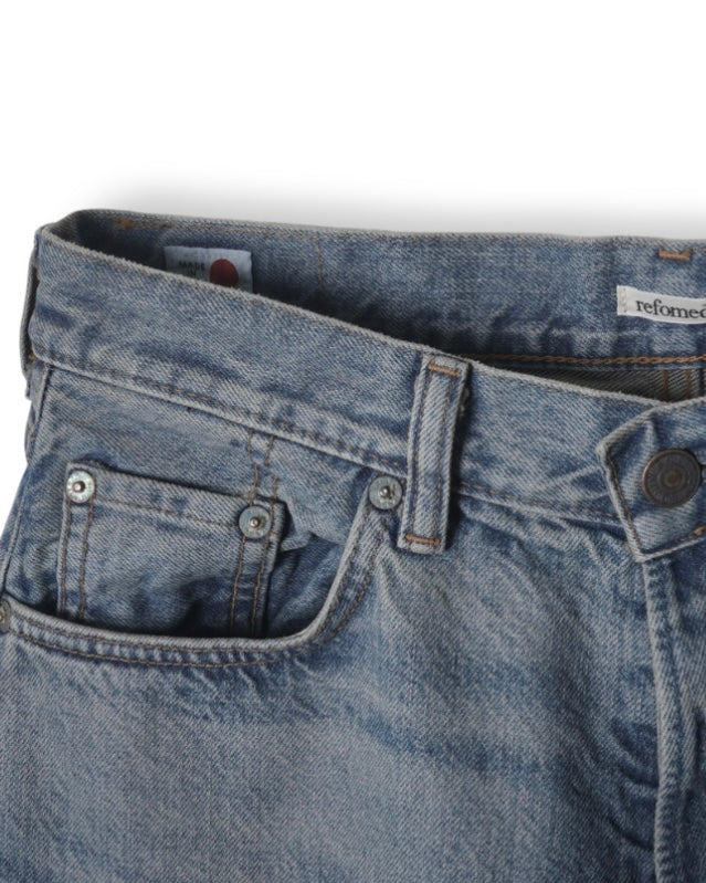 refomed  FRESH MAN DENIM WIDE PANTS by EDWIN "USED" LIGHT INDIGO