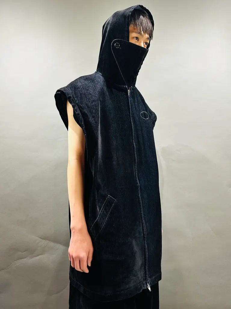 SYUMAN.　COVERED DENIM HOODIE - Coat / BLACK