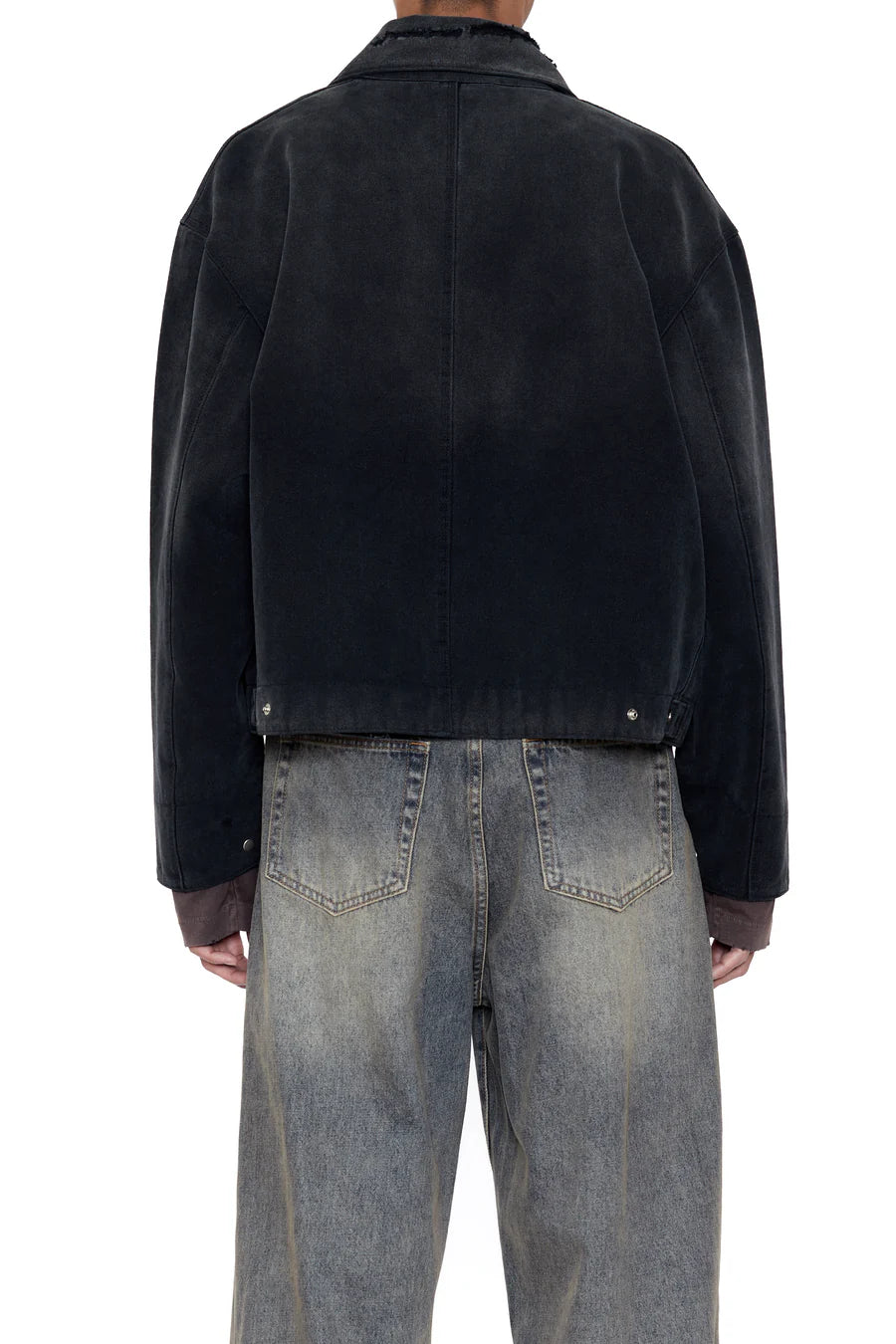 CODA FADED BLACK DAMAGED CANVAS CREW JACKET