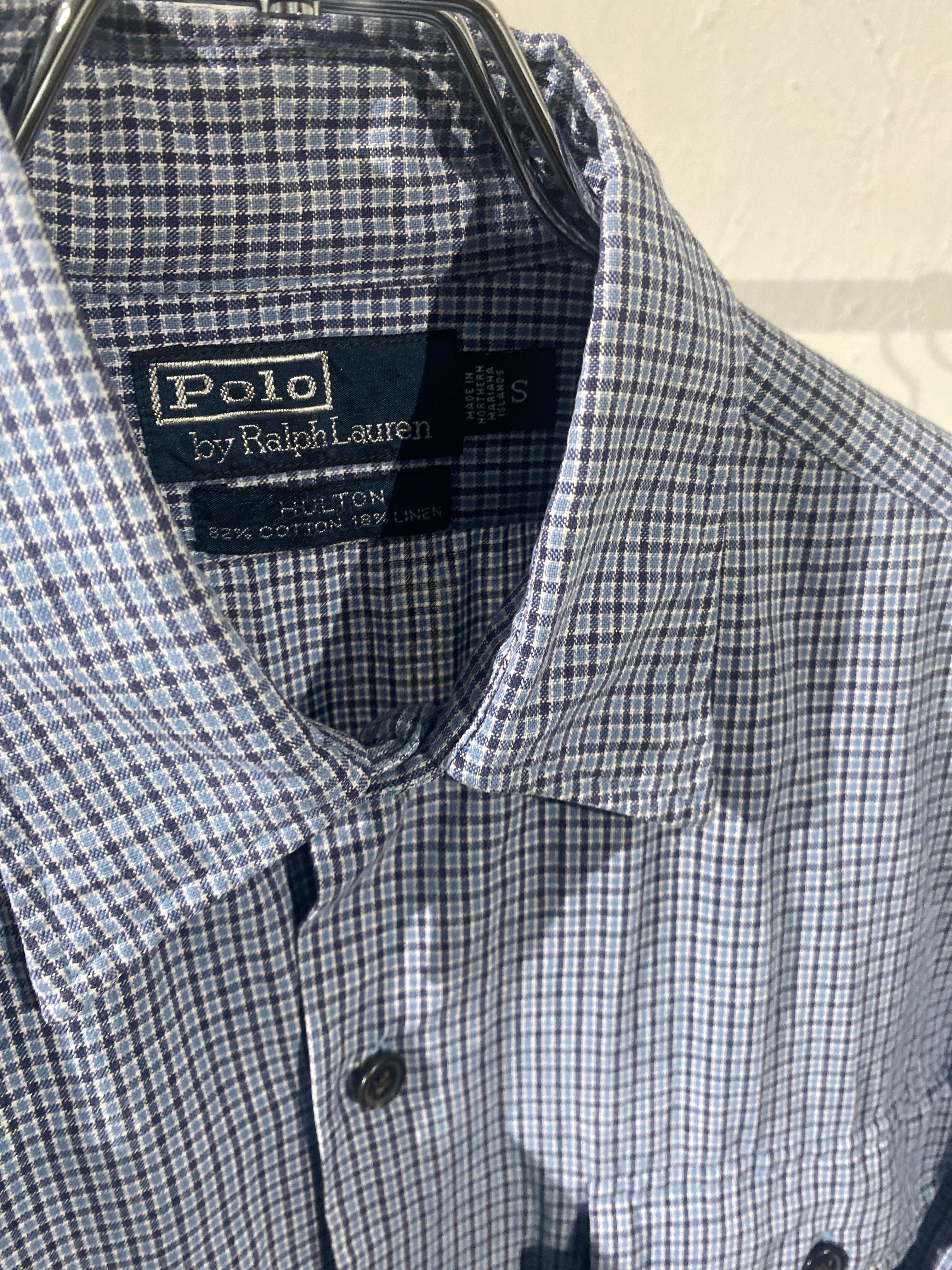 polo by Ralph Lauren HULTON リネン×コットン 90s 90s Polo by Ralph Lauren 『HULTON』cotton linen check shirt