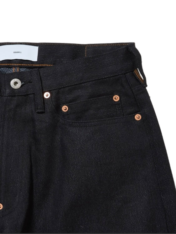 SUGARHILL TWISTED HEATHER DENIM PANTS WIDE CUT BLUE BLACK