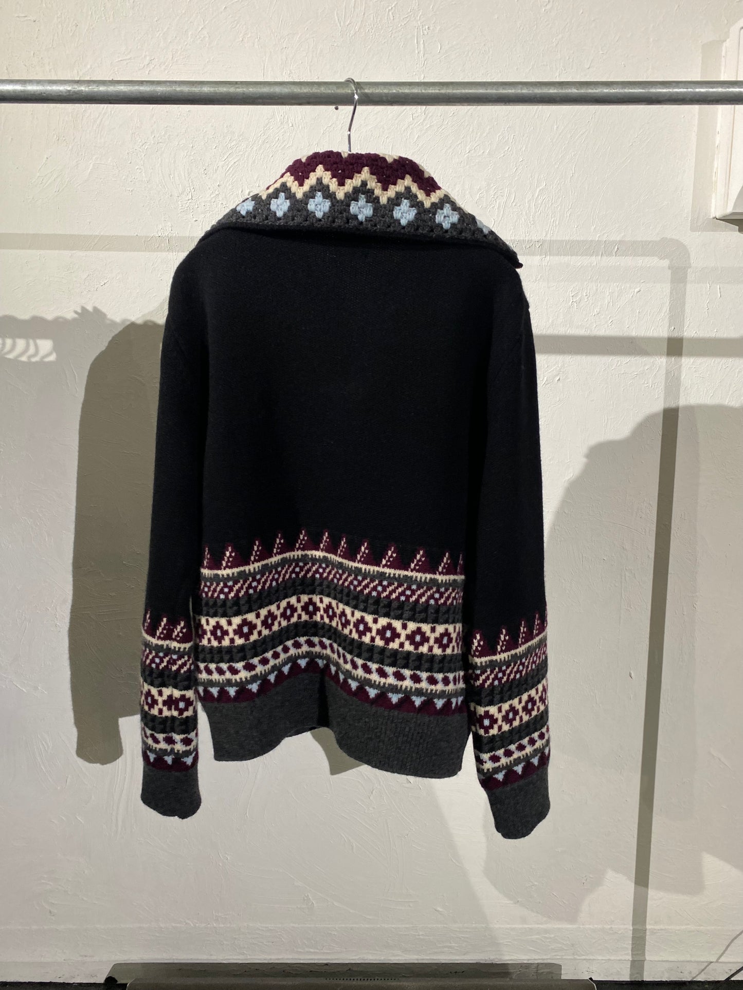 fluss / fairisle half zip crochet color knit