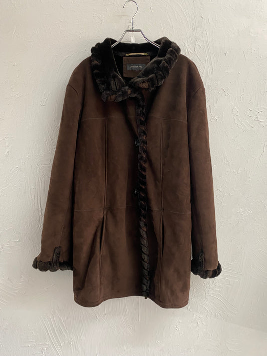 faux suede fur design coat